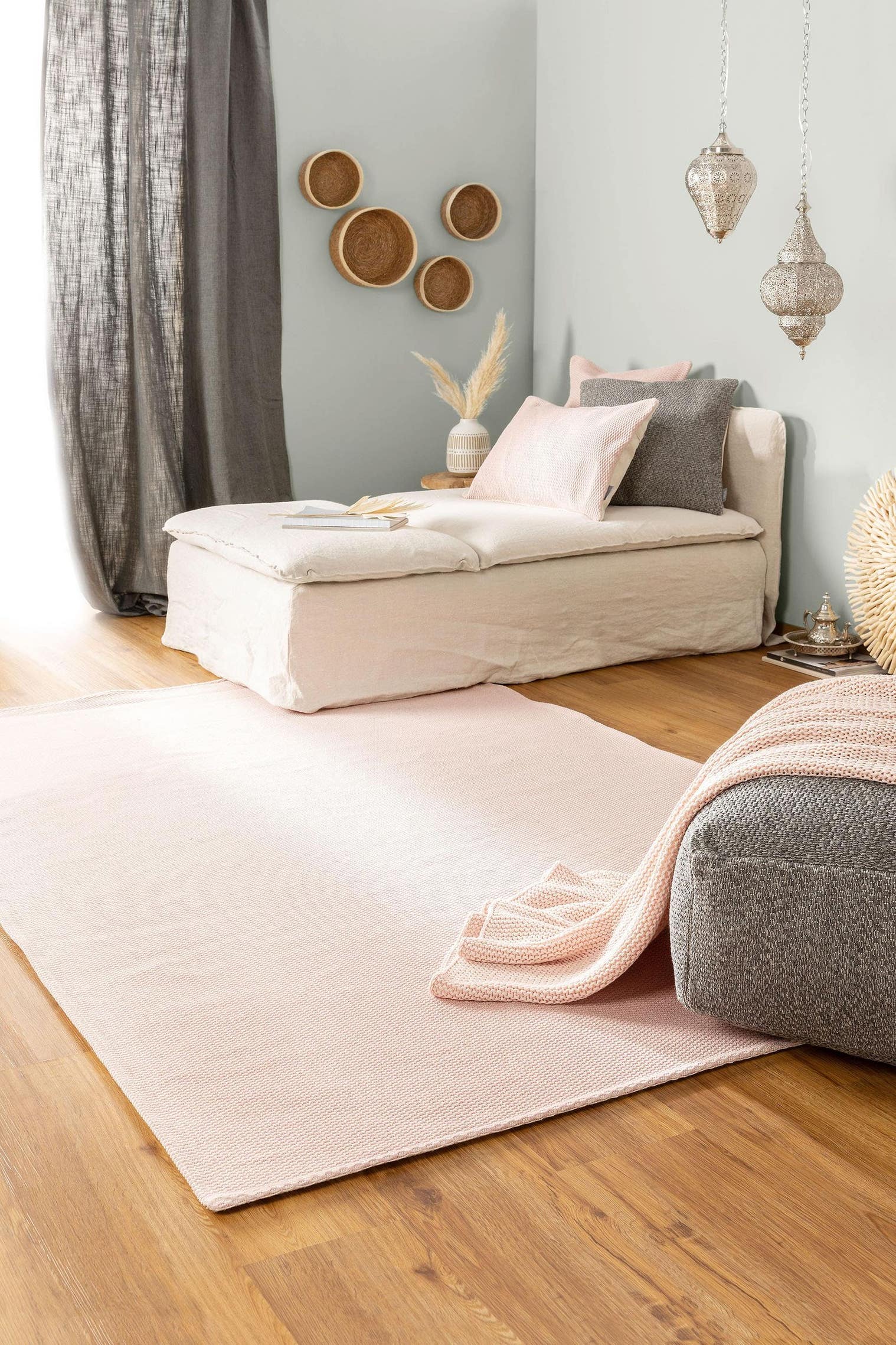 Teppich aus 100% Baumwolle in Rosa mit bis 5 mm hohem Flor von benuta Nest
