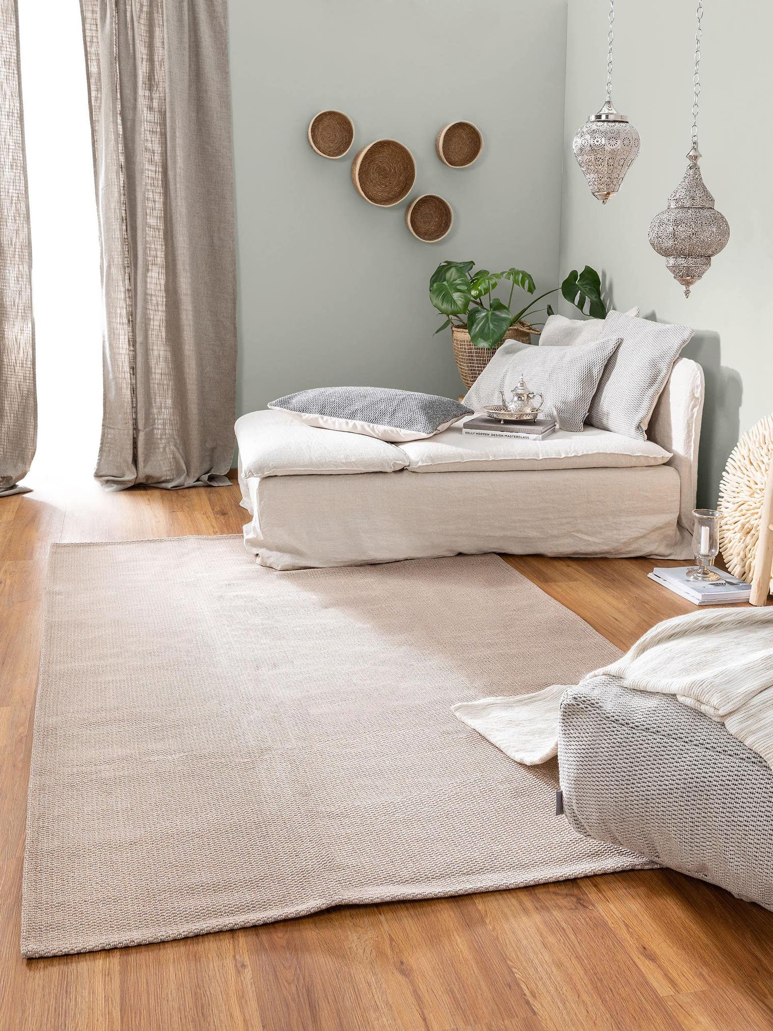 Teppich aus 100% Baumwolle in Taupe mit bis 5 mm hohem Flor von benuta Nest