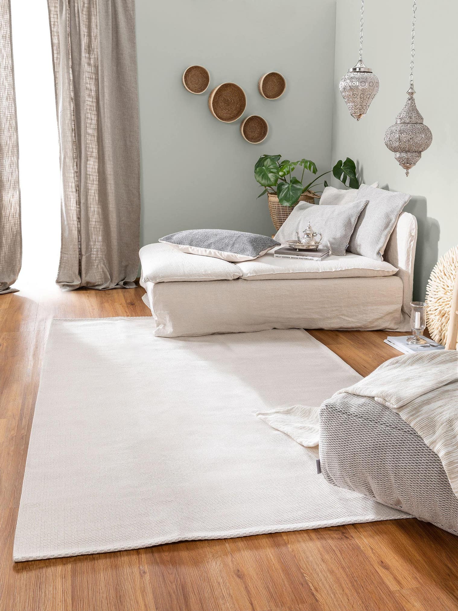 Teppich aus 100% Baumwolle in Beige mit bis 5 mm hohem Flor von benuta Nest