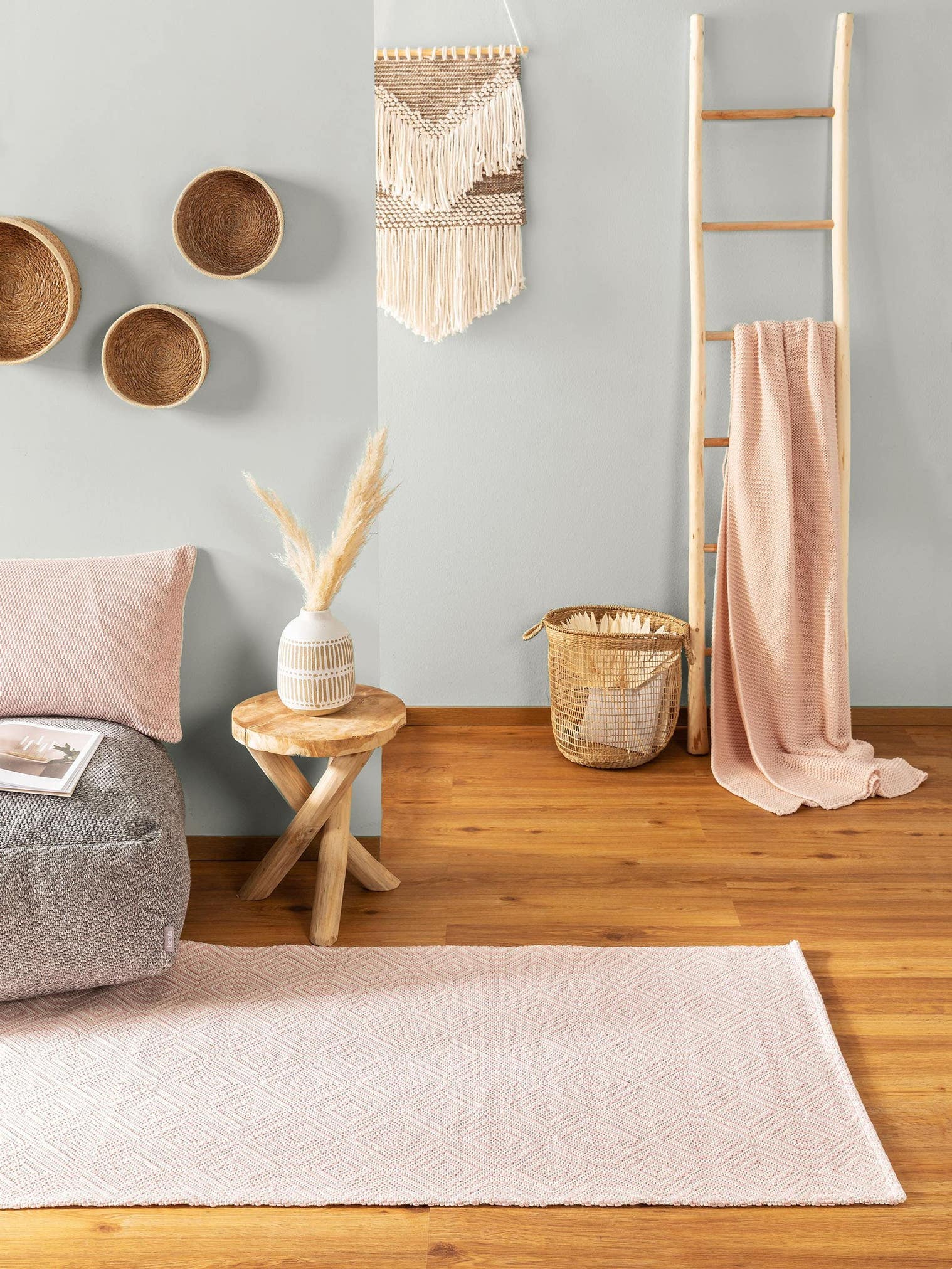 Tappeto di 100% Cotone in Rosa con pelo alto 1- 5 mm da benuta Nest