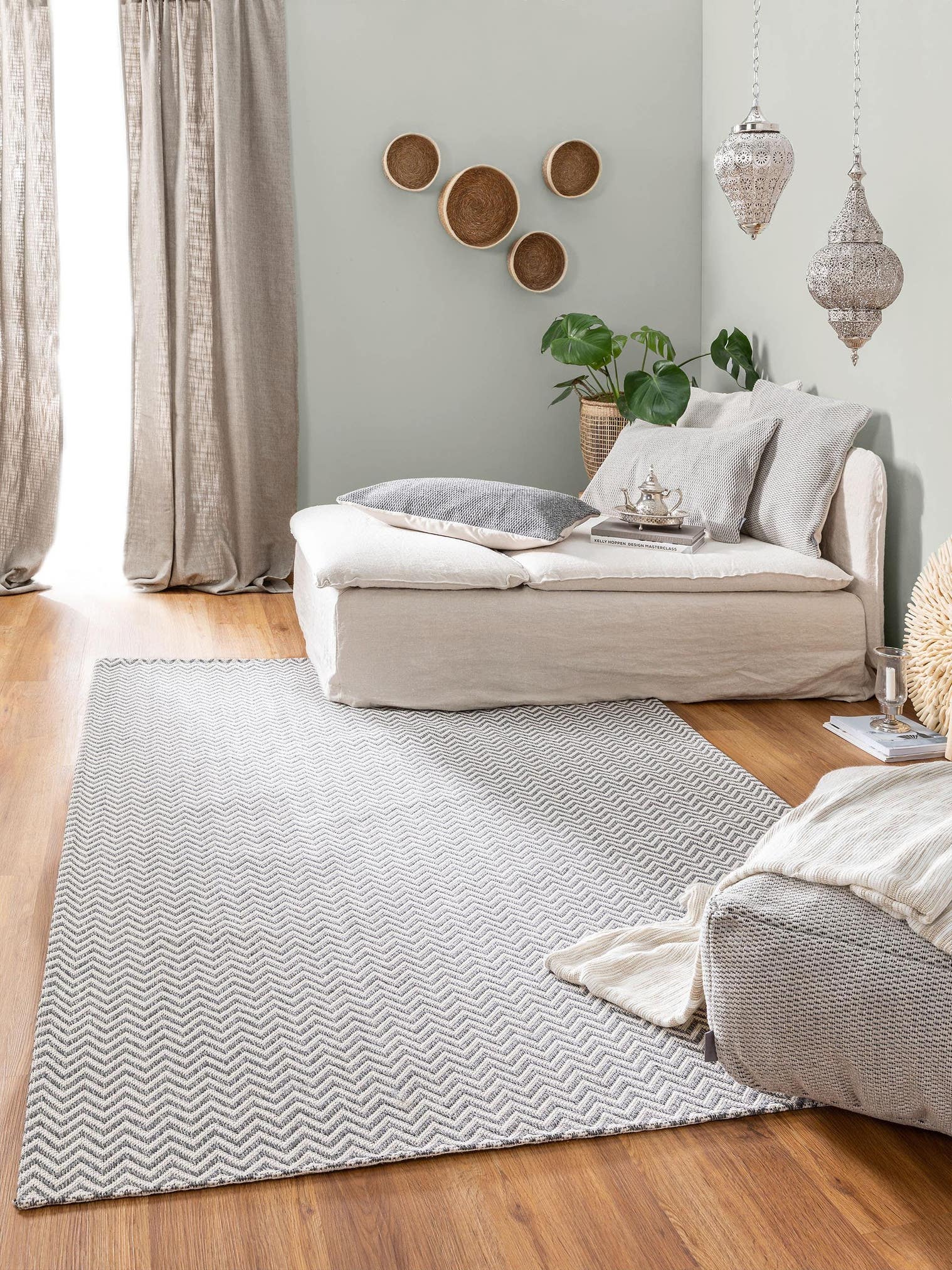 Teppich aus 100% Baumwolle in Grau mit bis 5 mm hohem Flor von benuta Nest