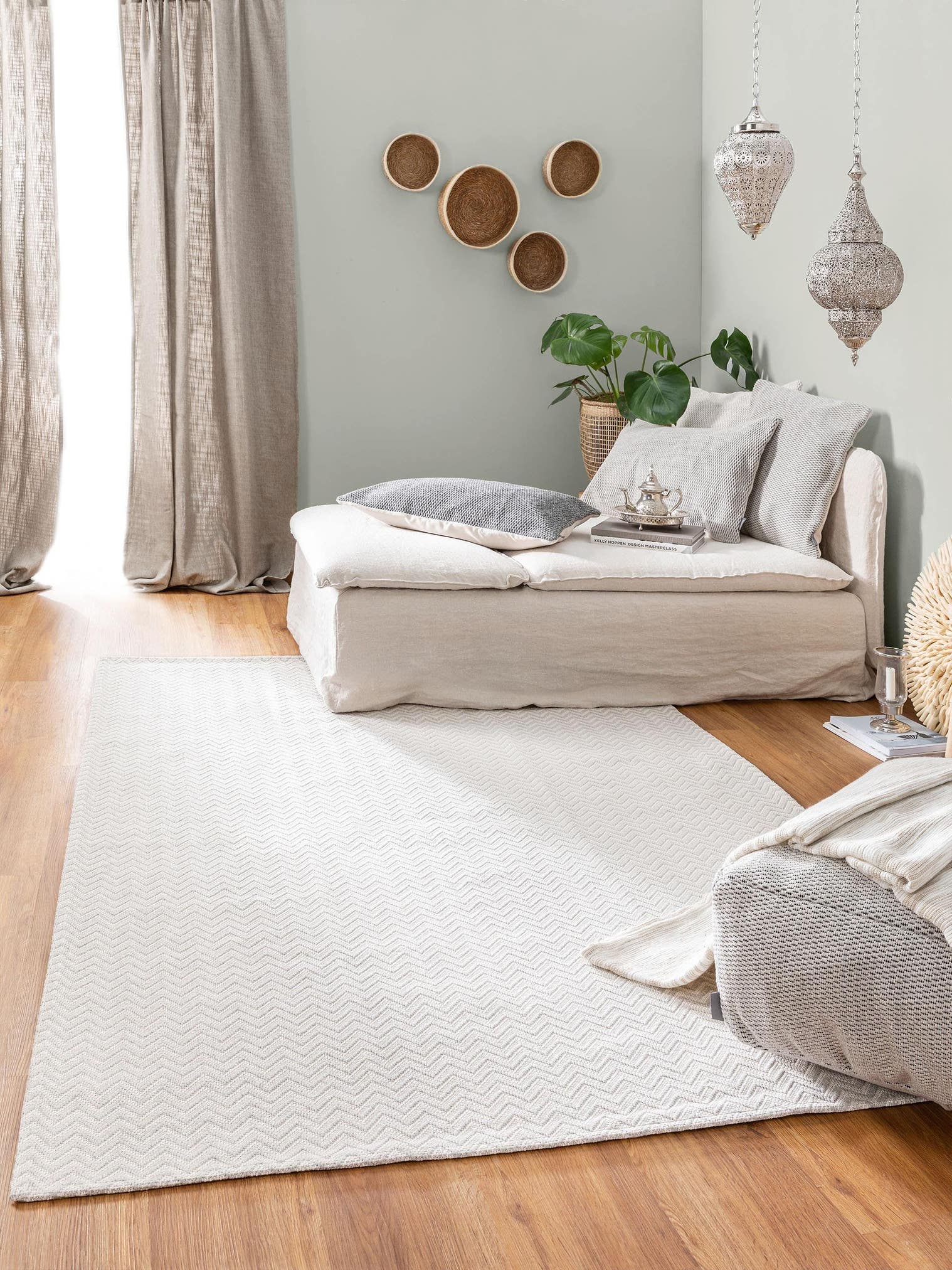Teppich aus 100% Baumwolle in Grau mit bis 5 mm hohem Flor von benuta Nest