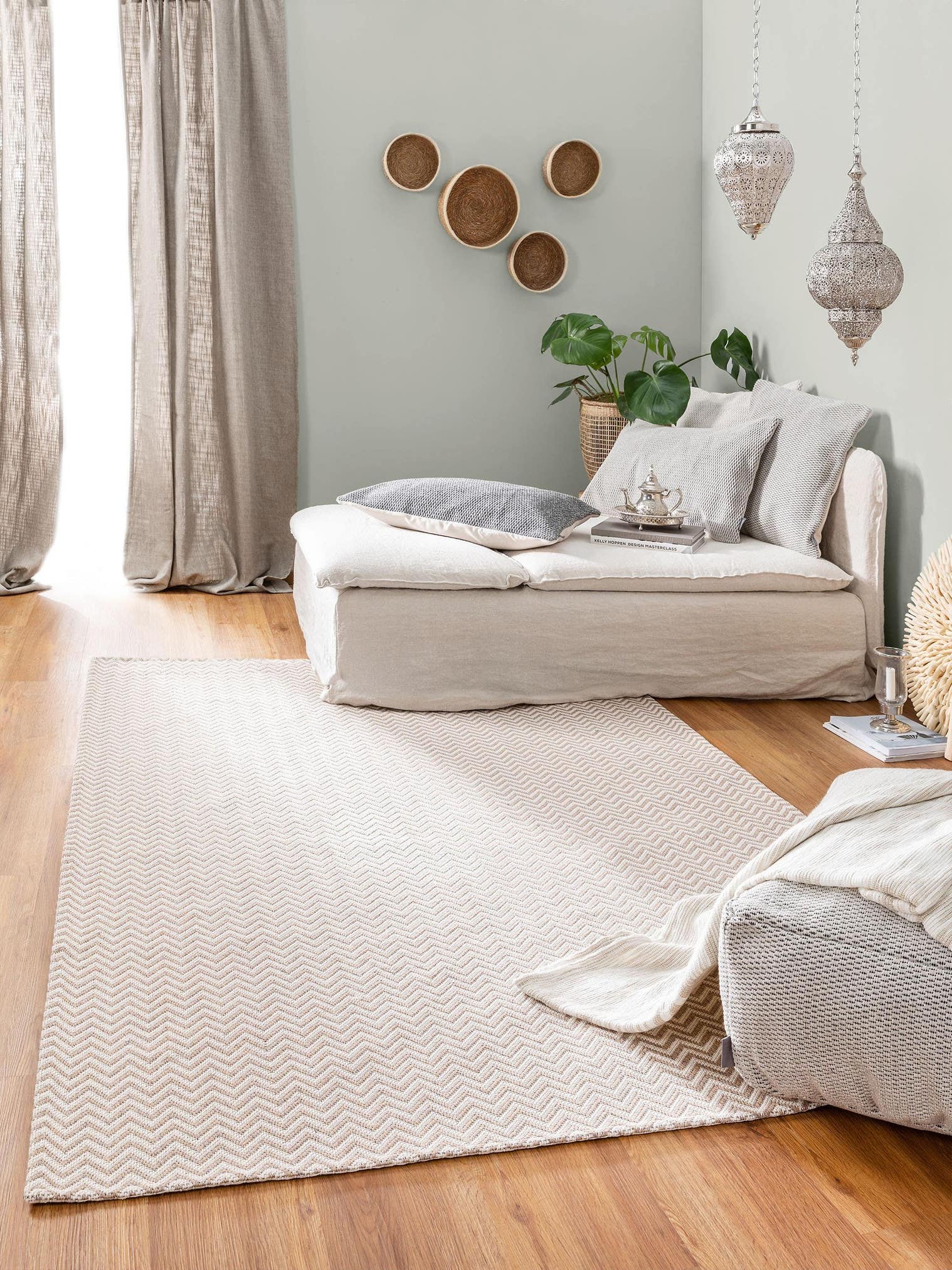 Teppich aus 100% Baumwolle in Taupe mit bis 5 mm hohem Flor von benuta Nest