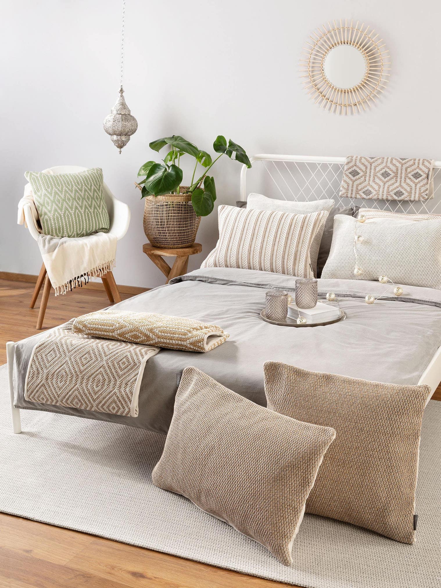 Kissenbezug Ibiza Grün im Design Ikat aus 100% Baumwolle von benuta Nest