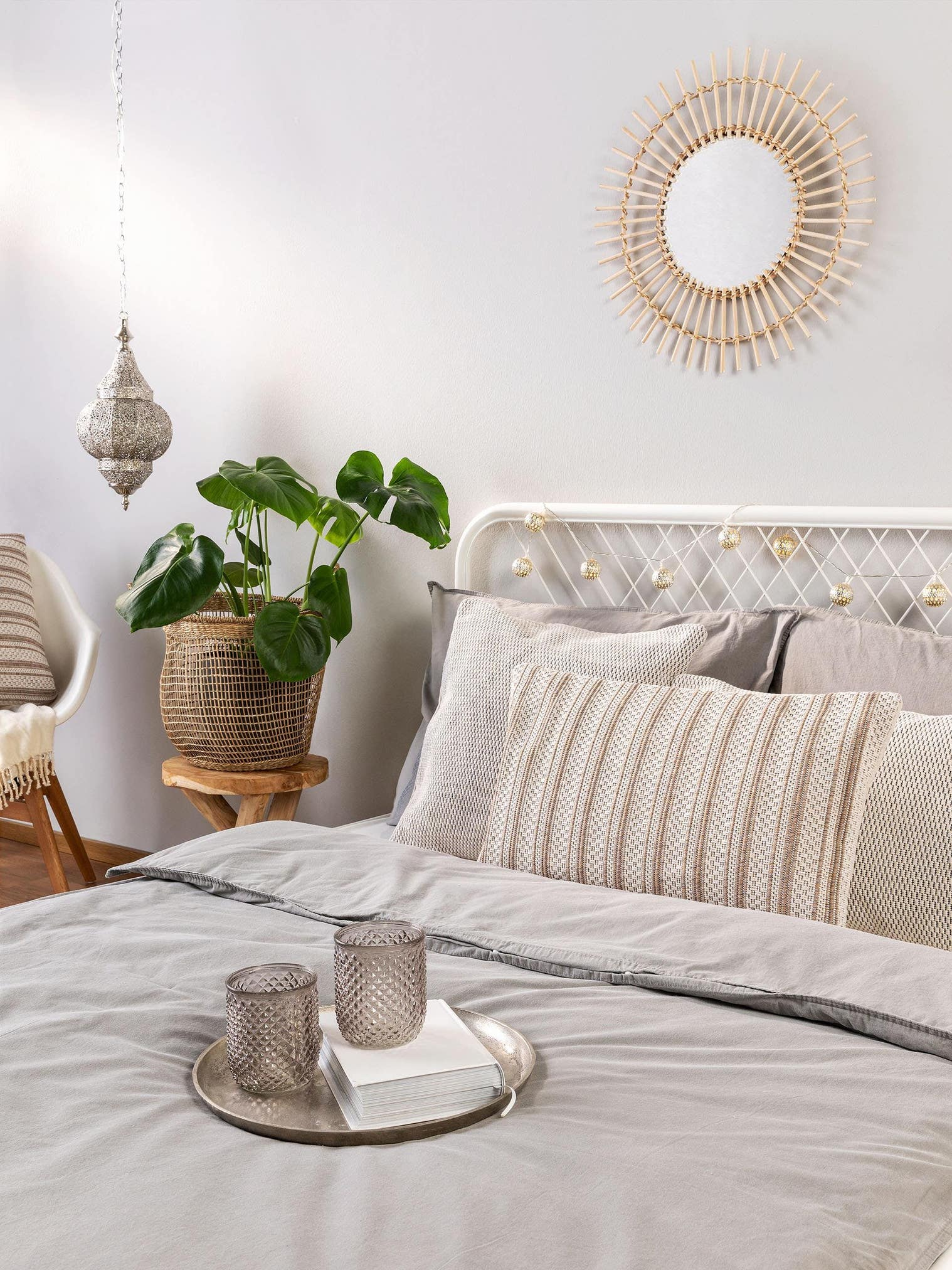 Poszewka Santo szarobrązowy com design Paski em 100% Bawełna da benuta