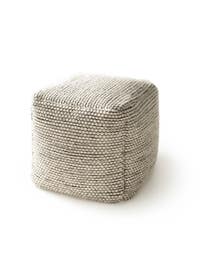 Handgefertigter Woll-Pouf Rocco Beige/Schwarz