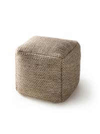 Handgefertigter Woll-Pouf Rocco Taupe