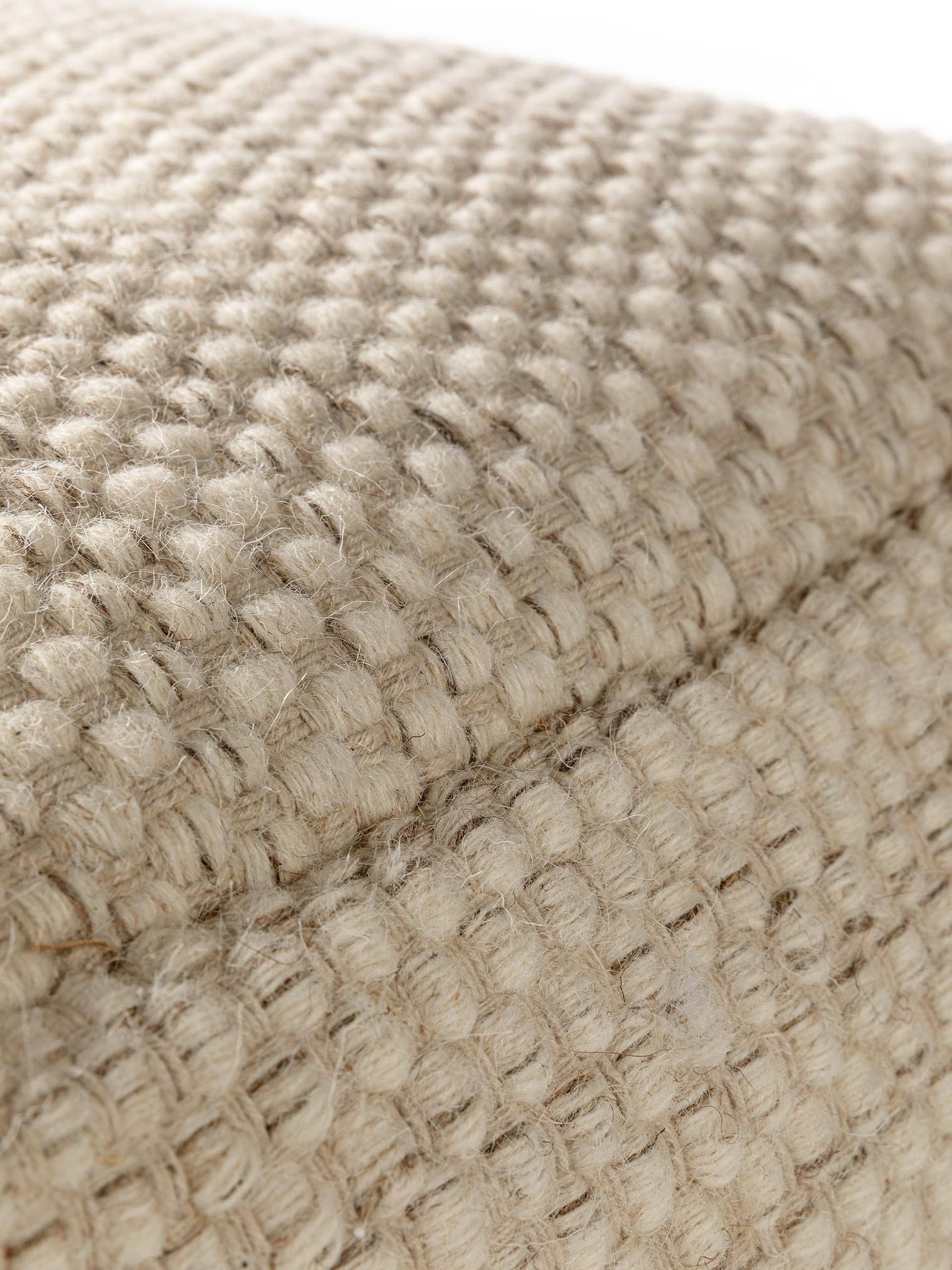 Handmade Wool Pouf Rocco Cream in Uni design made of 80% wool, 20% cotton by benuta Pure