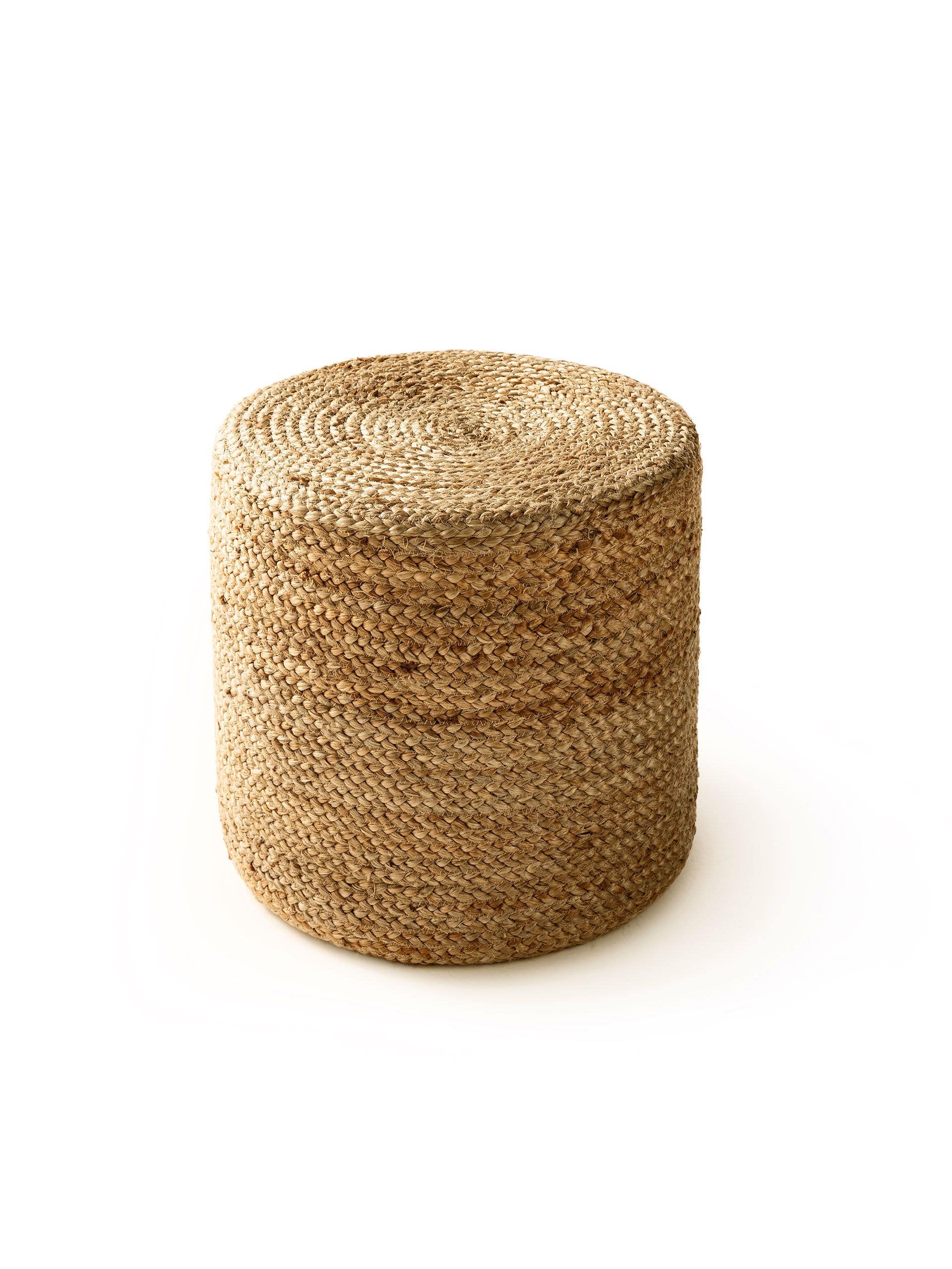 Handmade Jute Pouf Jutta Light Brown by 