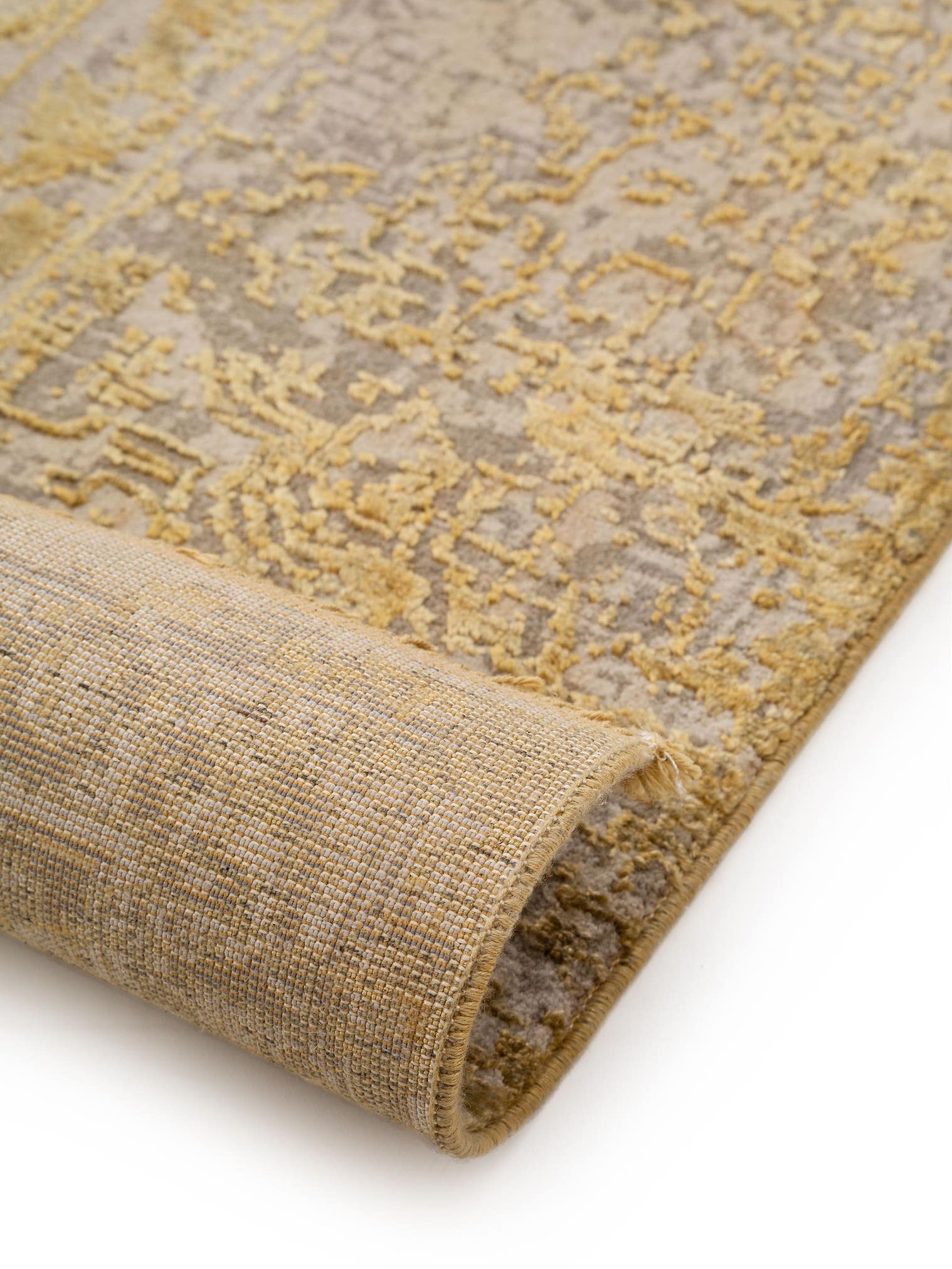 Koberec z 60% viskóza, 40% polyester v Žlutý s vlasem výšky do 5 mm od benuta