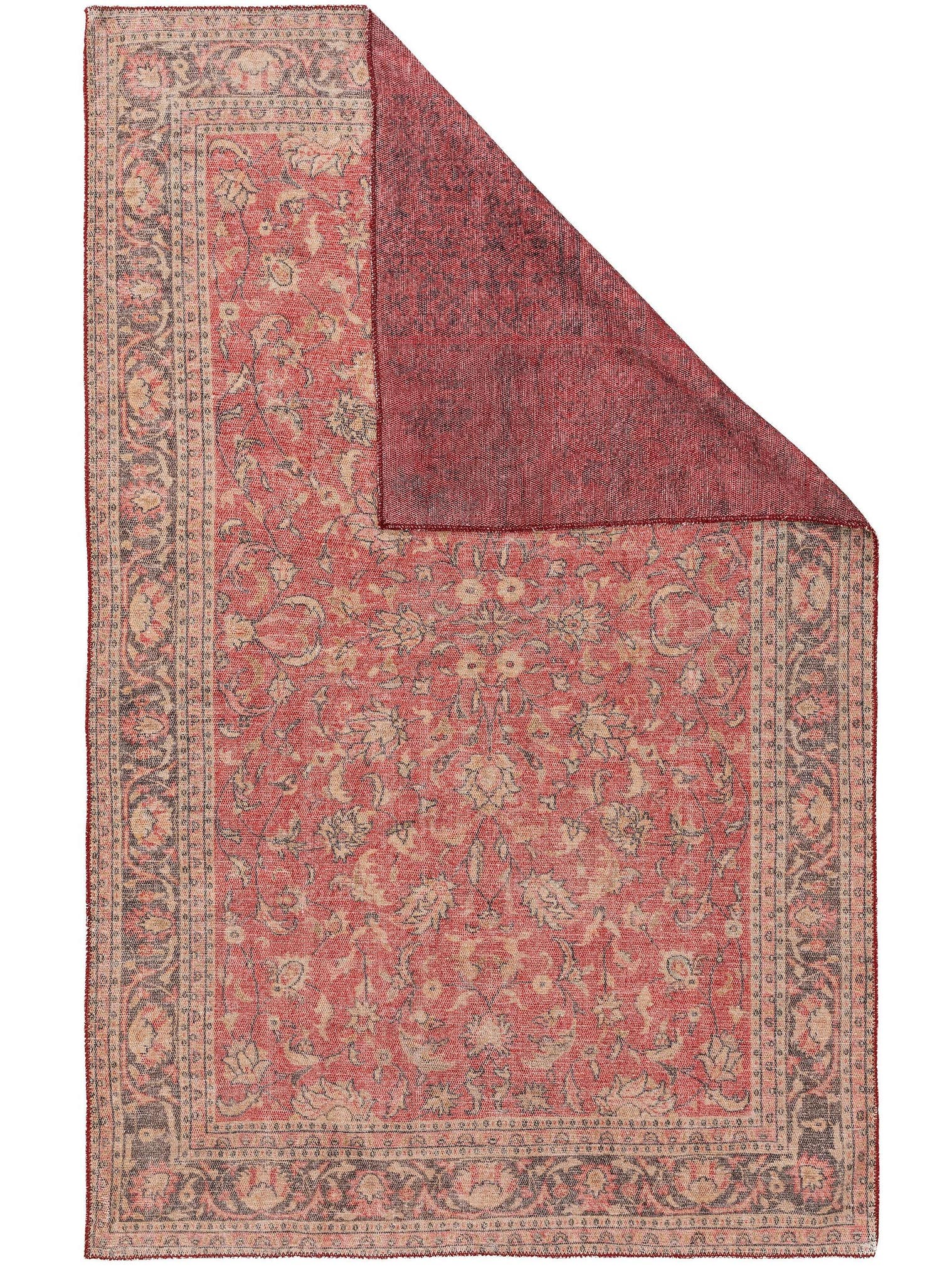 Tapis en 80% Polyester, 20% Coton en Rouge avec une pile de 1- 5 mm de hauteur de benuta