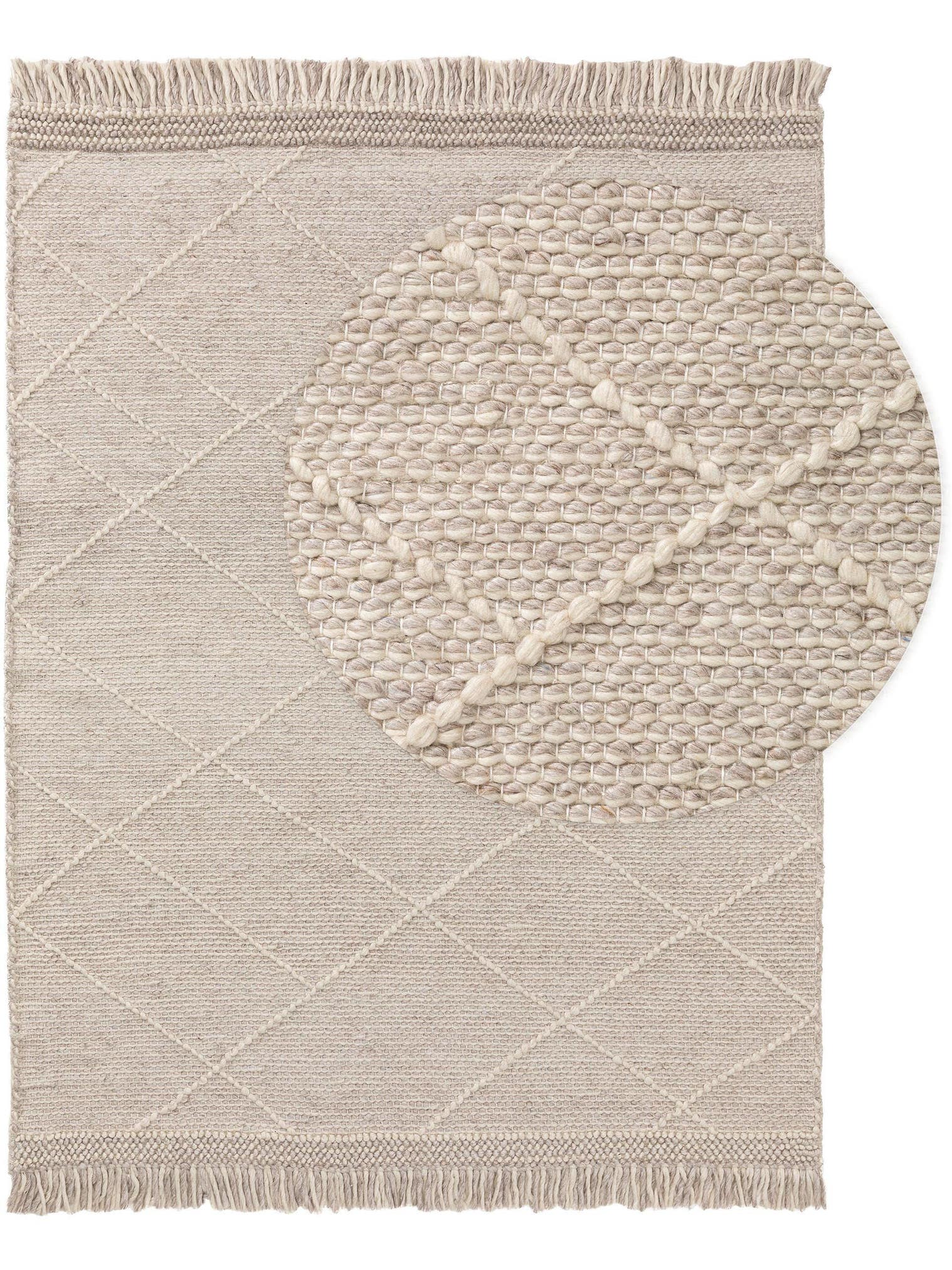 Teppich aus 60% Wolle, 40% Polyester in Beige mit 6 bis 10 mm hohem Flor von benuta Pure