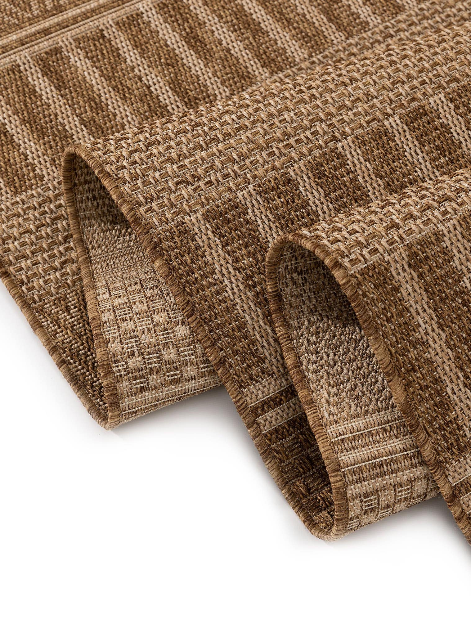 Tapis en 100% Polypropylène en Marron avec une pile de 6 - 10 mm de hauteur de benuta Nest