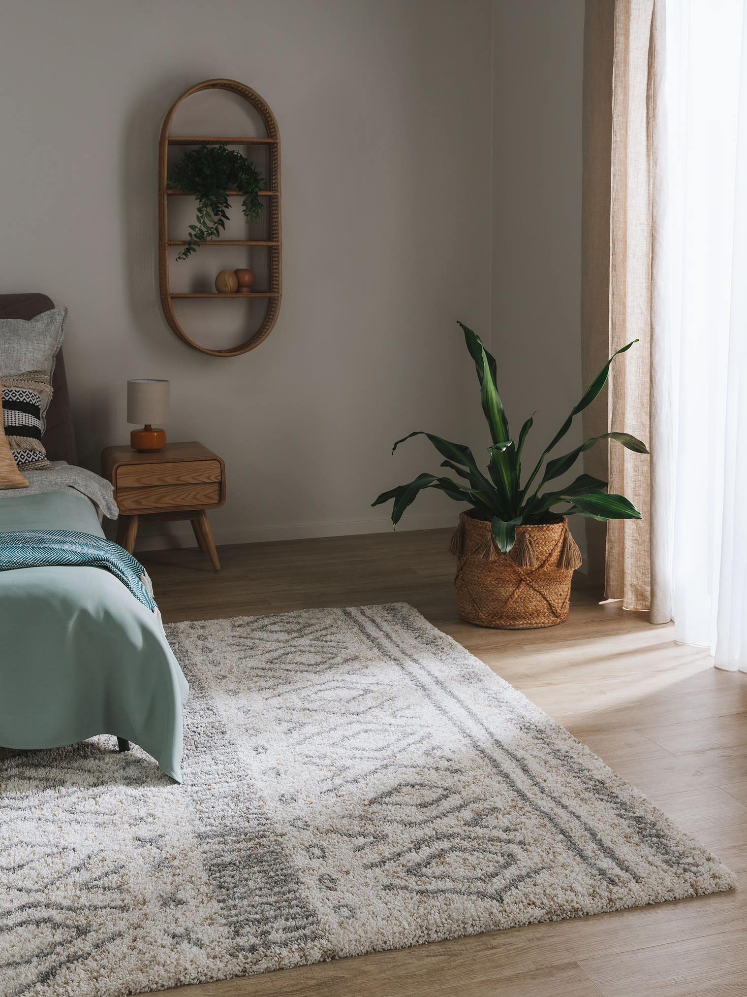 Tæppe af 100% Polypropylen i Beige med 21 - 30 mm høj luv fra benuta Nest