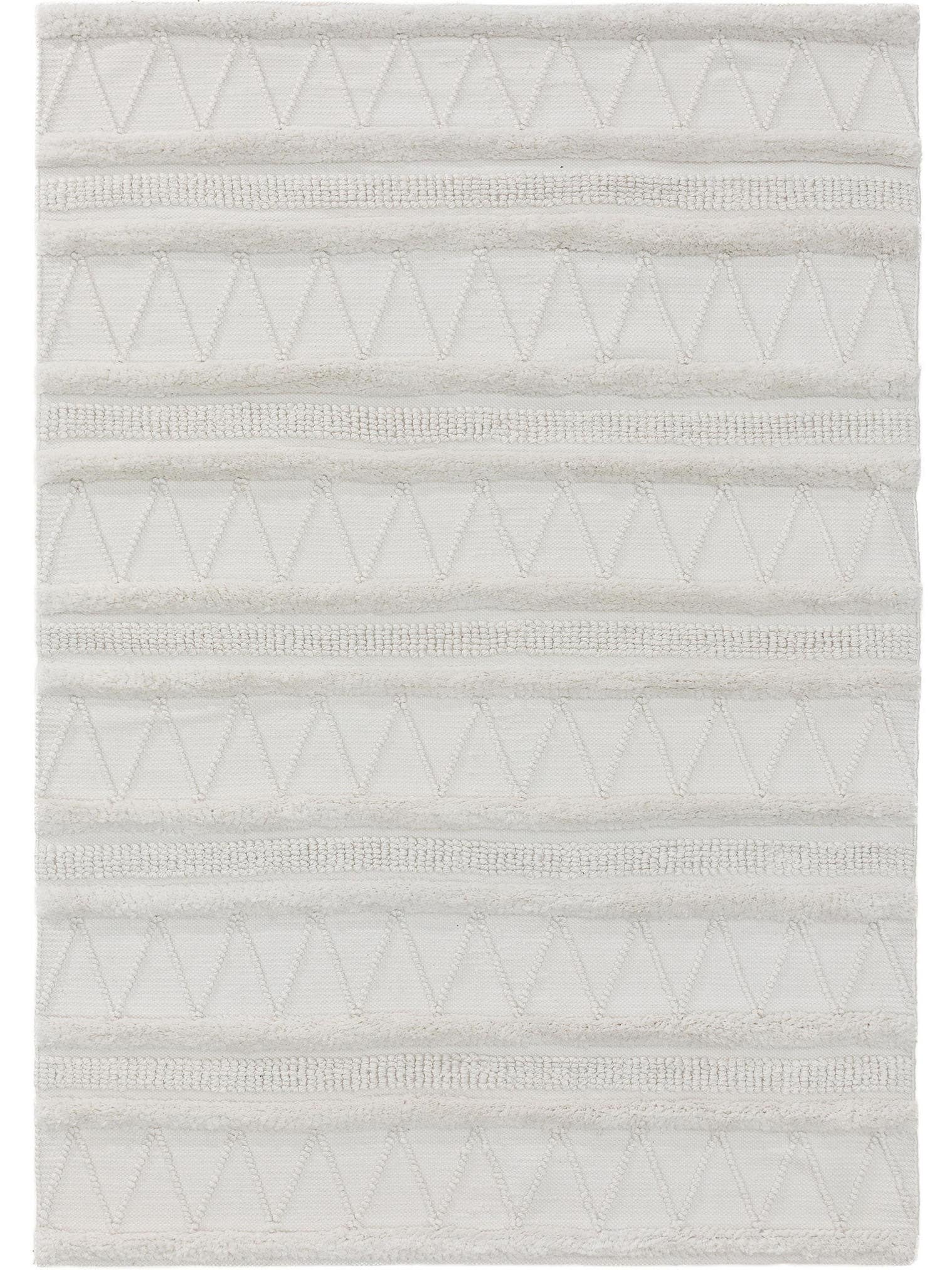 Teppich aus 100% Polyester (recyceltes PET) in Weiß mit 41 bis 50 mm hohem Flor von benuta Pure