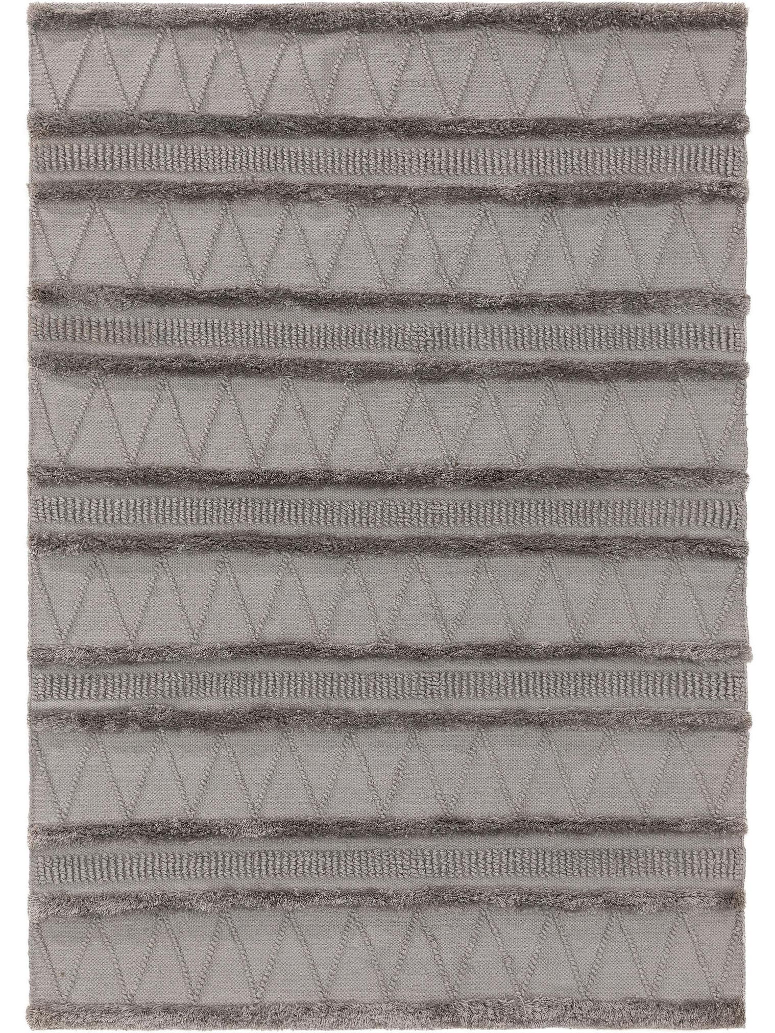 Matta av 100% Polyester i Grå med 41 - 50 mm hög lugg från benuta Pure