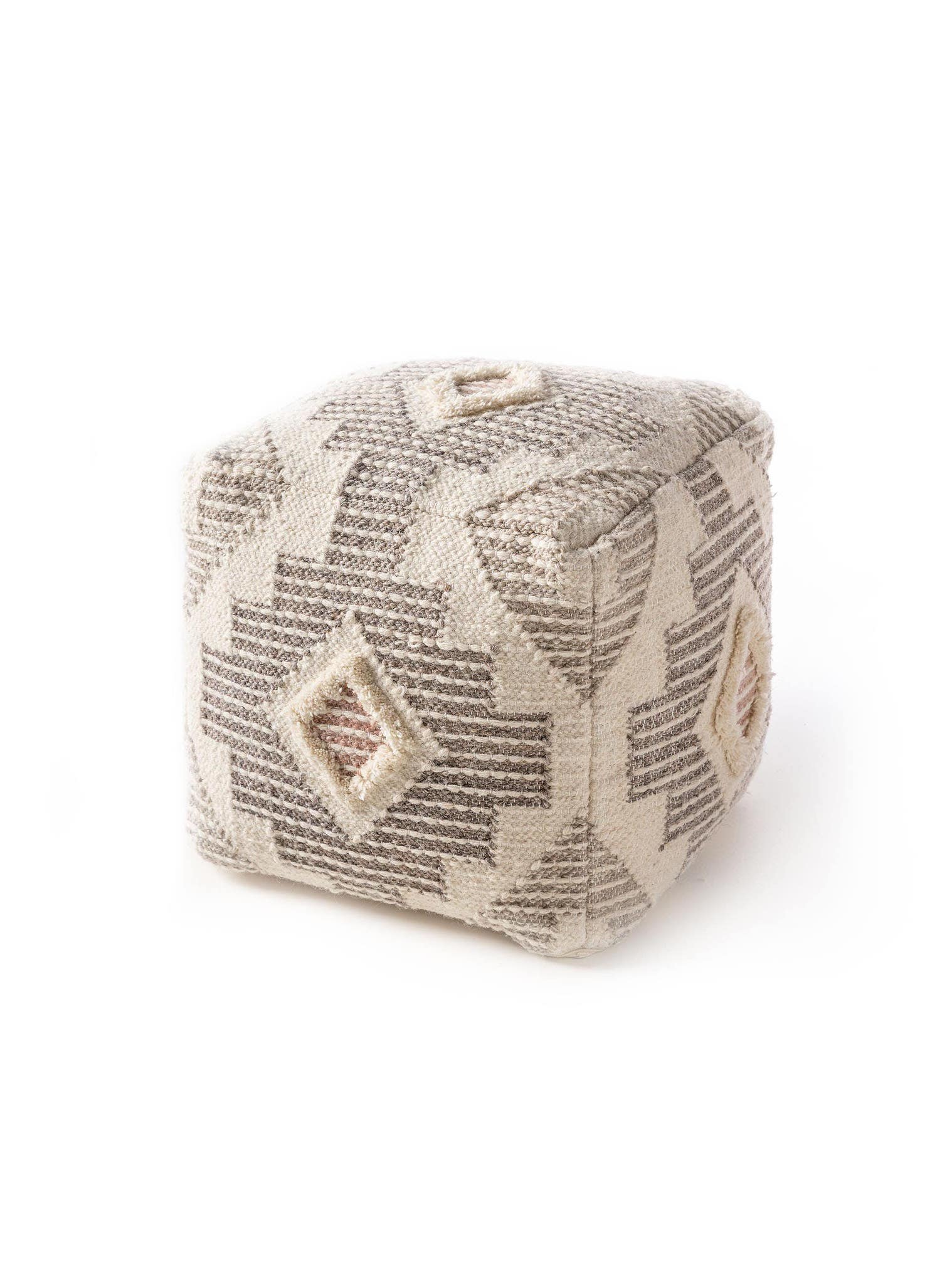 Pouf Wanda Rose en motif Kelim en 70% Laine, 30% Polyester de Lytte
