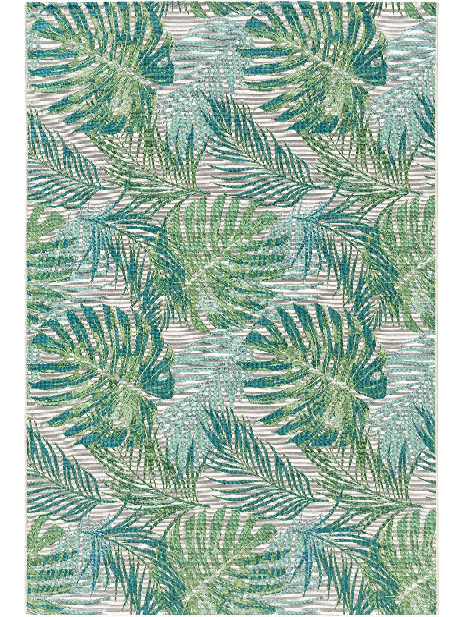 Teppich aus 76% Polypropylen, 23% Polyester, 1% Latex in Grün mit bis 5 mm hohem Flor von benuta Nest