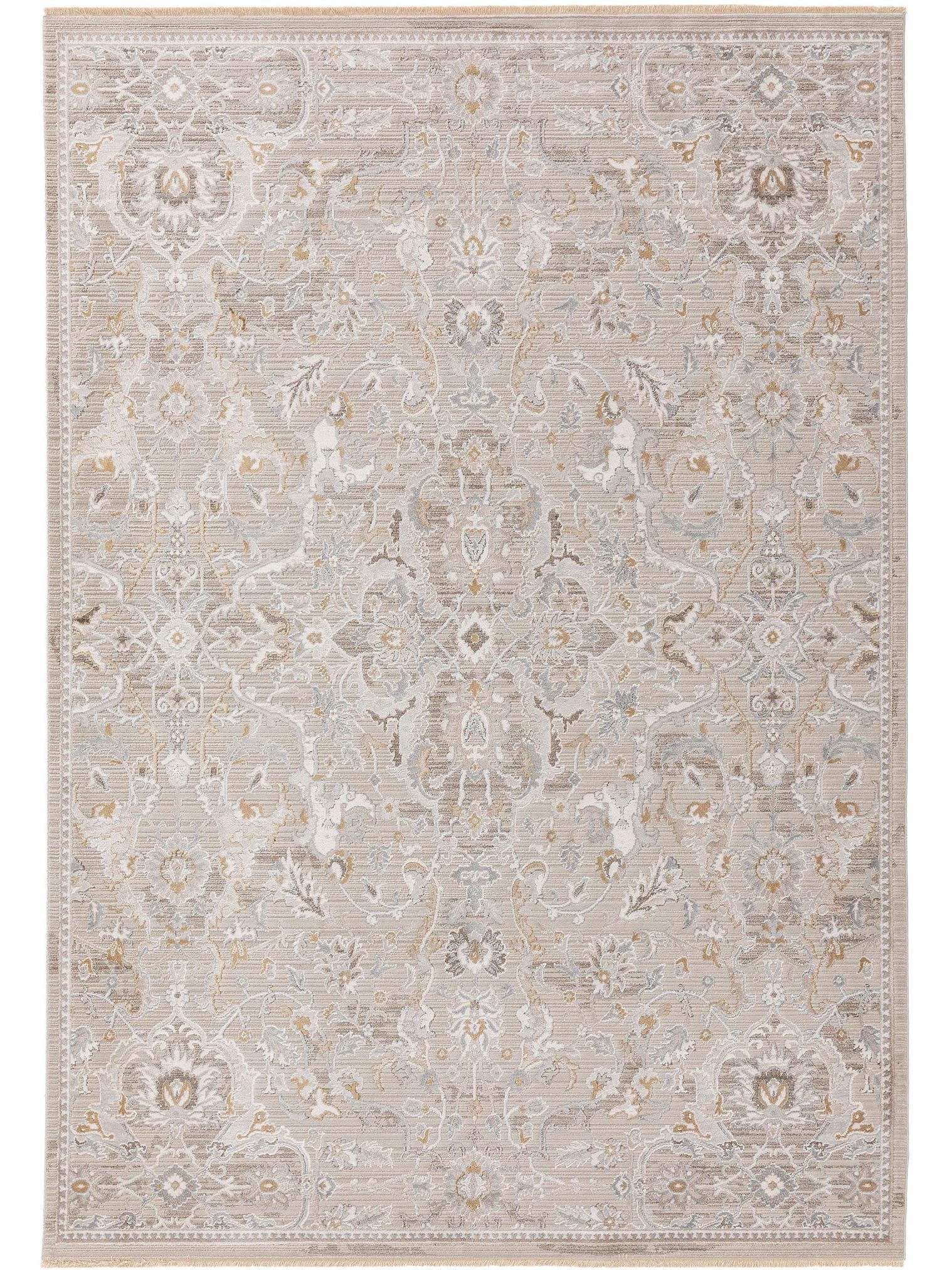 Teppich aus 65% Viskose, 35% Polyester in Beige mit 6 bis 10 mm hohem Flor von benuta Nest