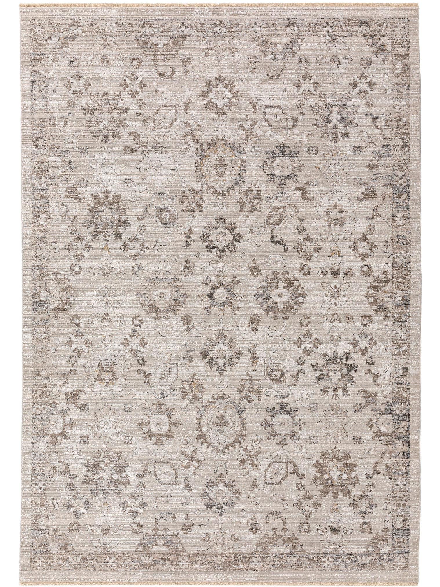 Teppich aus 65% Viskose, 35% Polyester in Grau mit 6 bis 10 mm hohem Flor von benuta