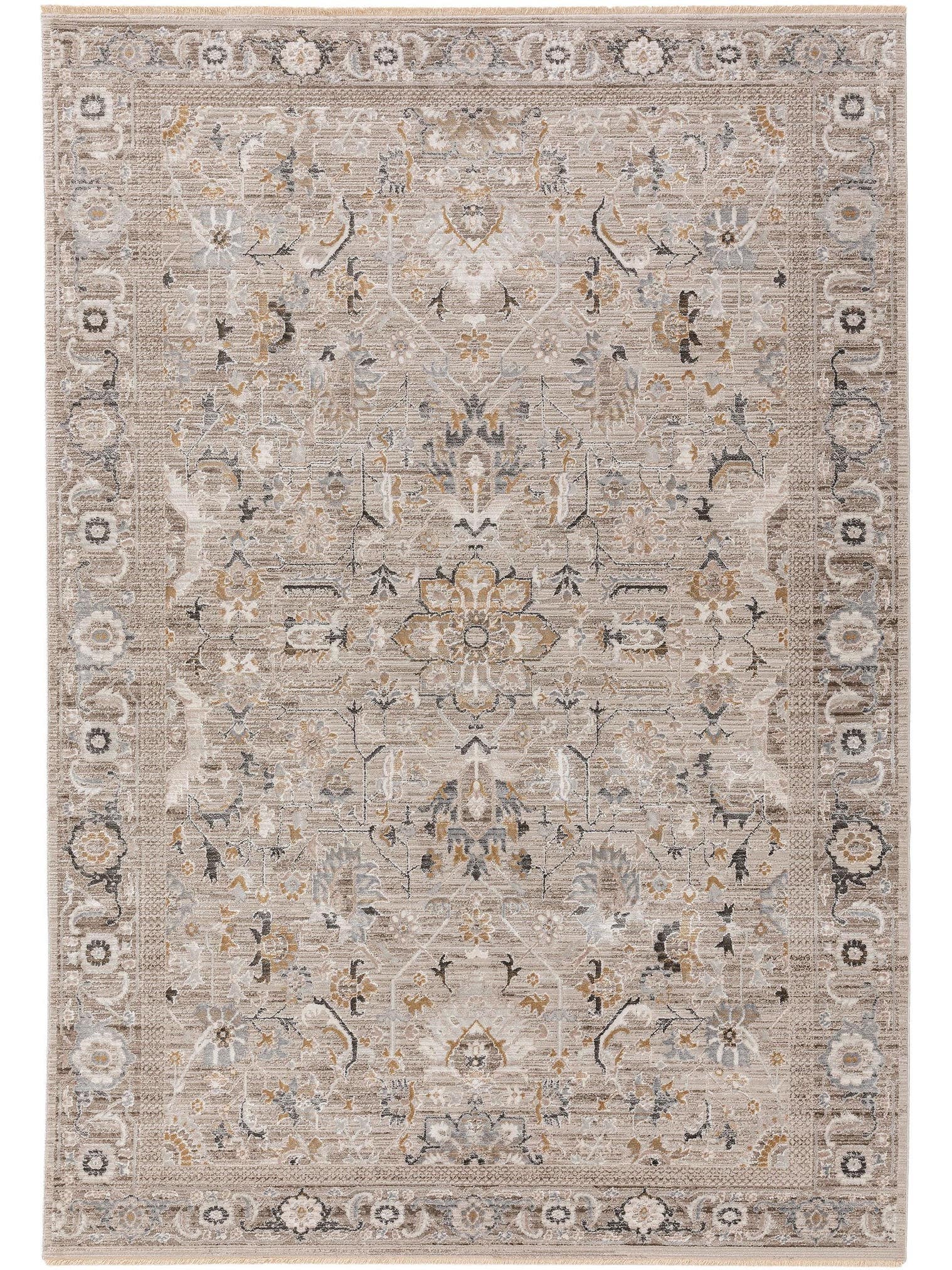 Teppich aus 65% Viskose, 35% Polyester in Grau mit 6 bis 10 mm hohem Flor von benuta Nest