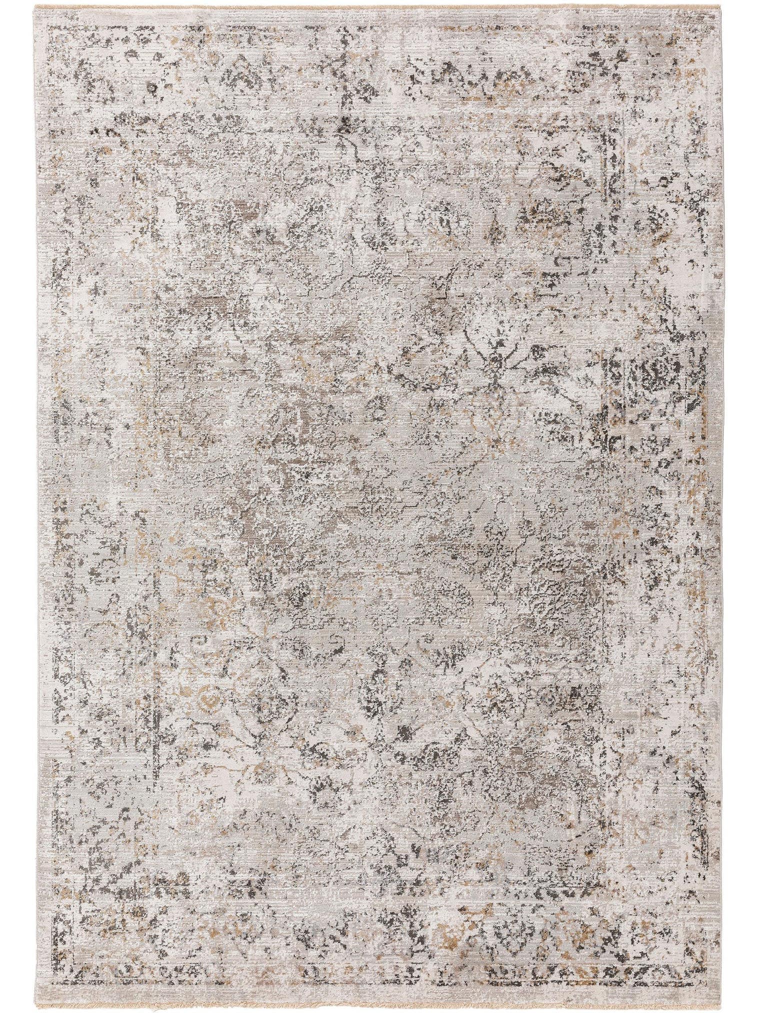 Teppich aus 65% Viskose, 35% Polyester in Grau mit 6 bis 10 mm hohem Flor von benuta Nest