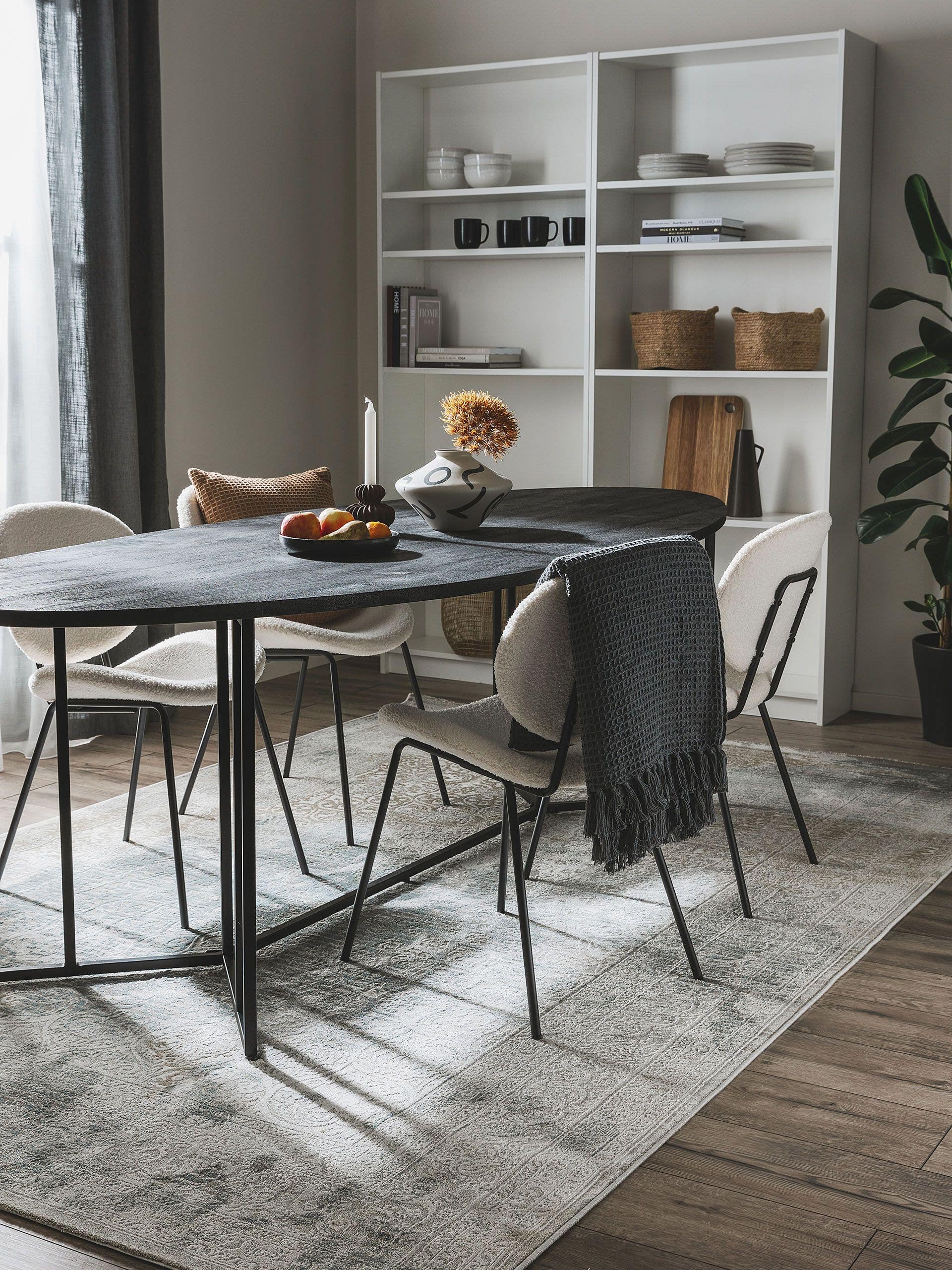 Rug made of 100% Polyester in Grey with a 6 - 10 mm high pile by benuta Nest