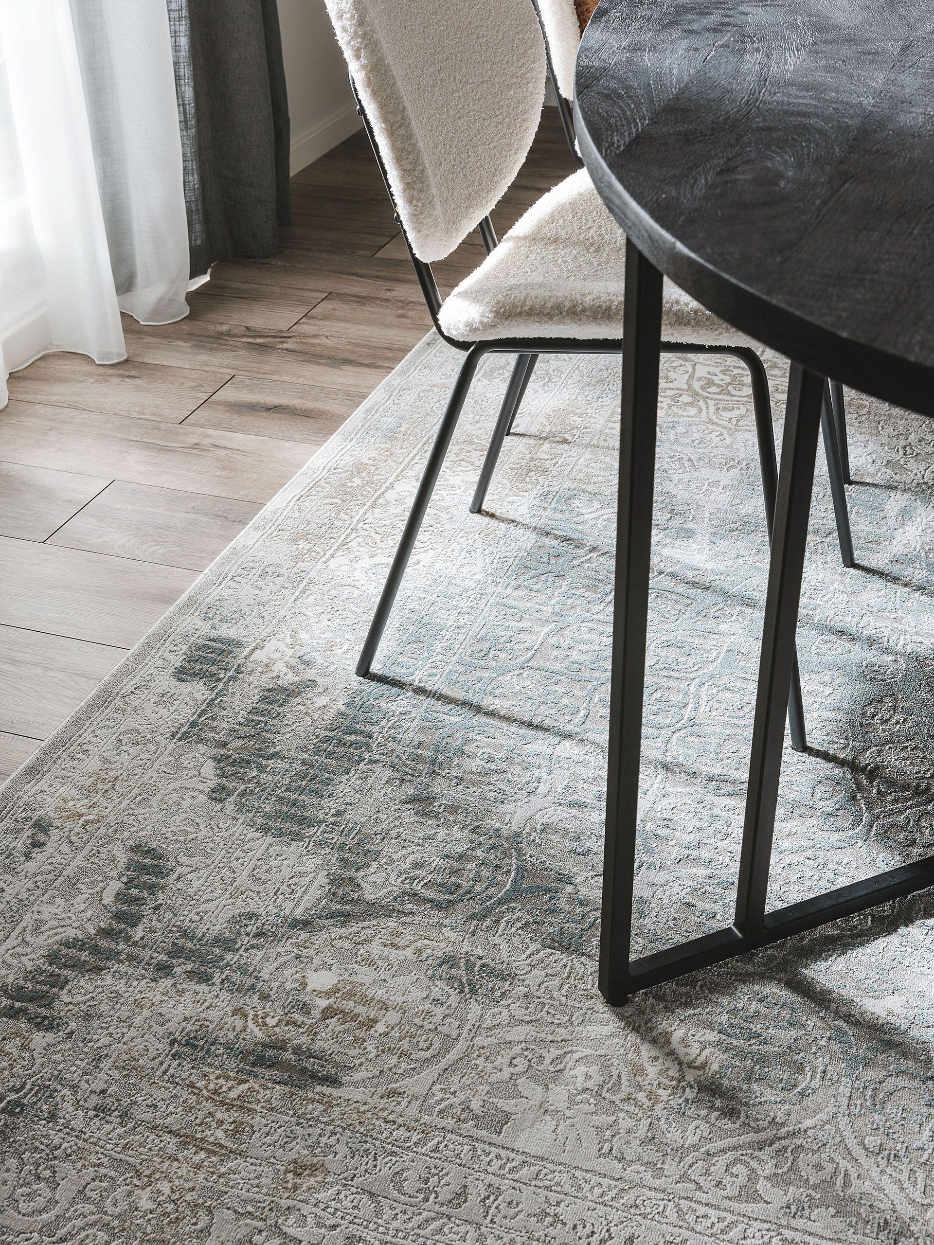 Rug made of 100% Polyester in Grey with a 6 - 10 mm high pile by benuta Nest