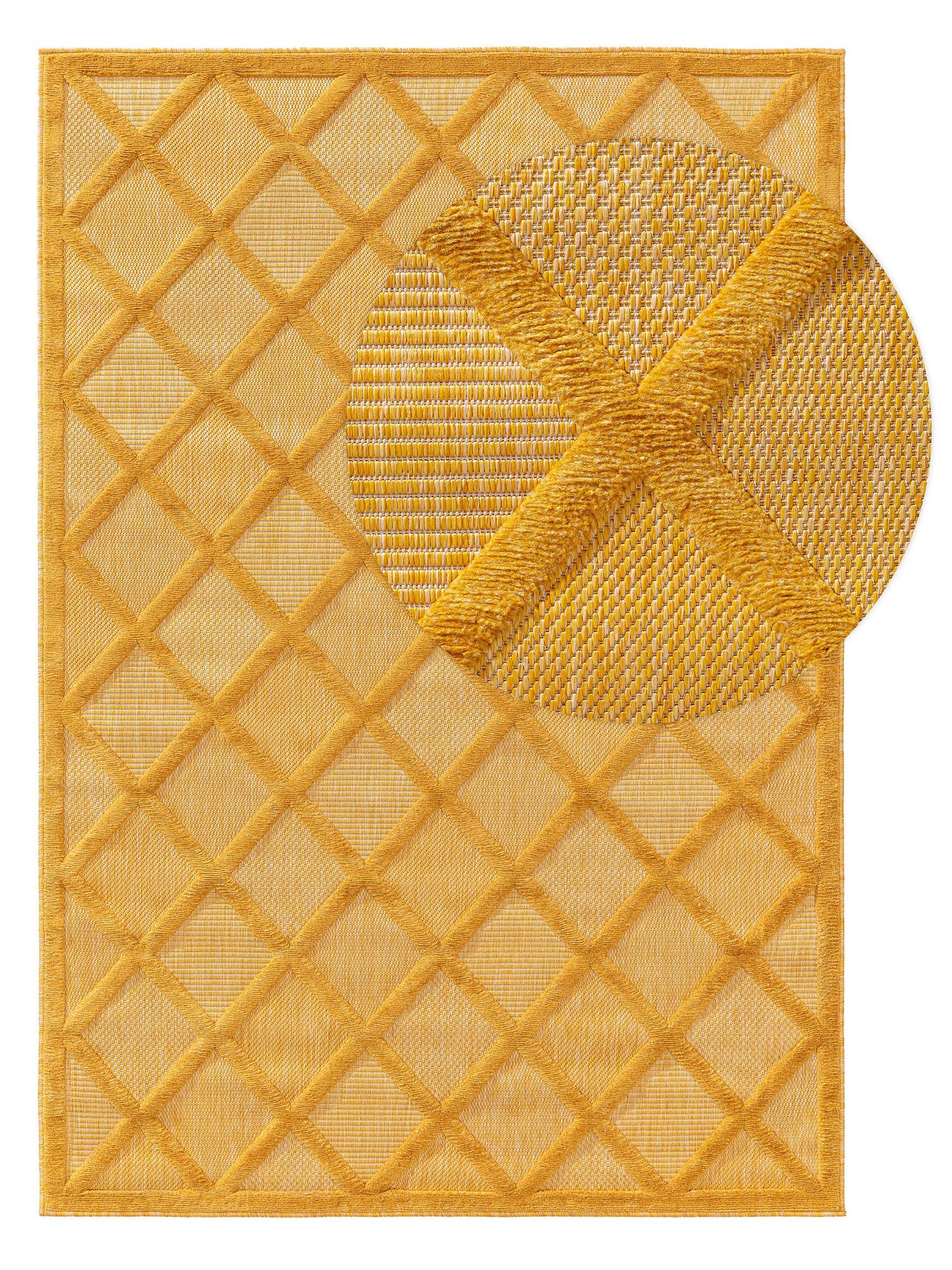 Alfombra de 100% Polipropileno en Amarillo con un pelo de {{Placeholder_Pile Height}} de altura de benuta Nest