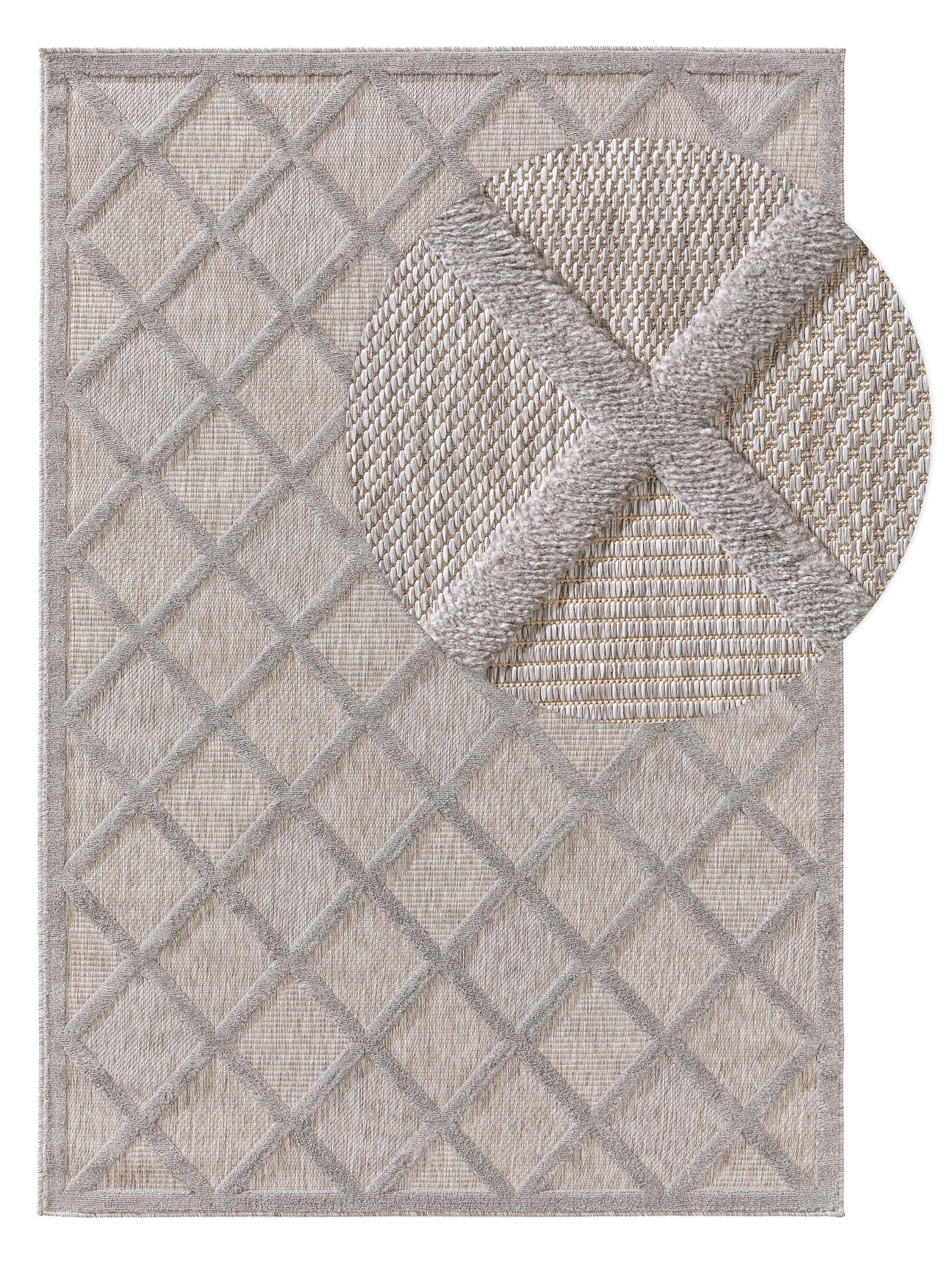 Teppich aus 100% Polypropylen in Grau mit bis 5 mm hohem Flor von benuta Nest