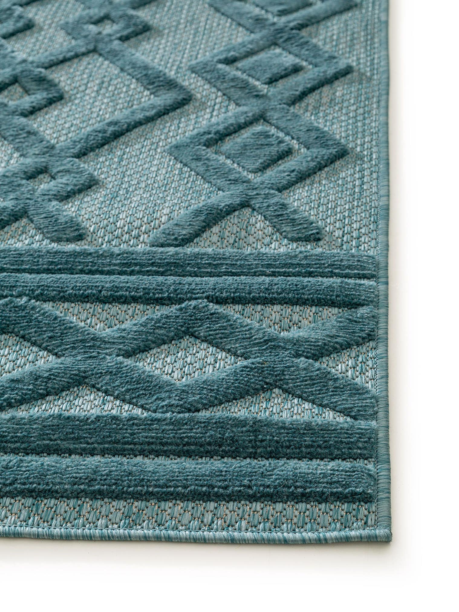 Tapis en 100% Polypropylène en Turquoise avec une pile de 1- 5 mm de hauteur de benuta Nest