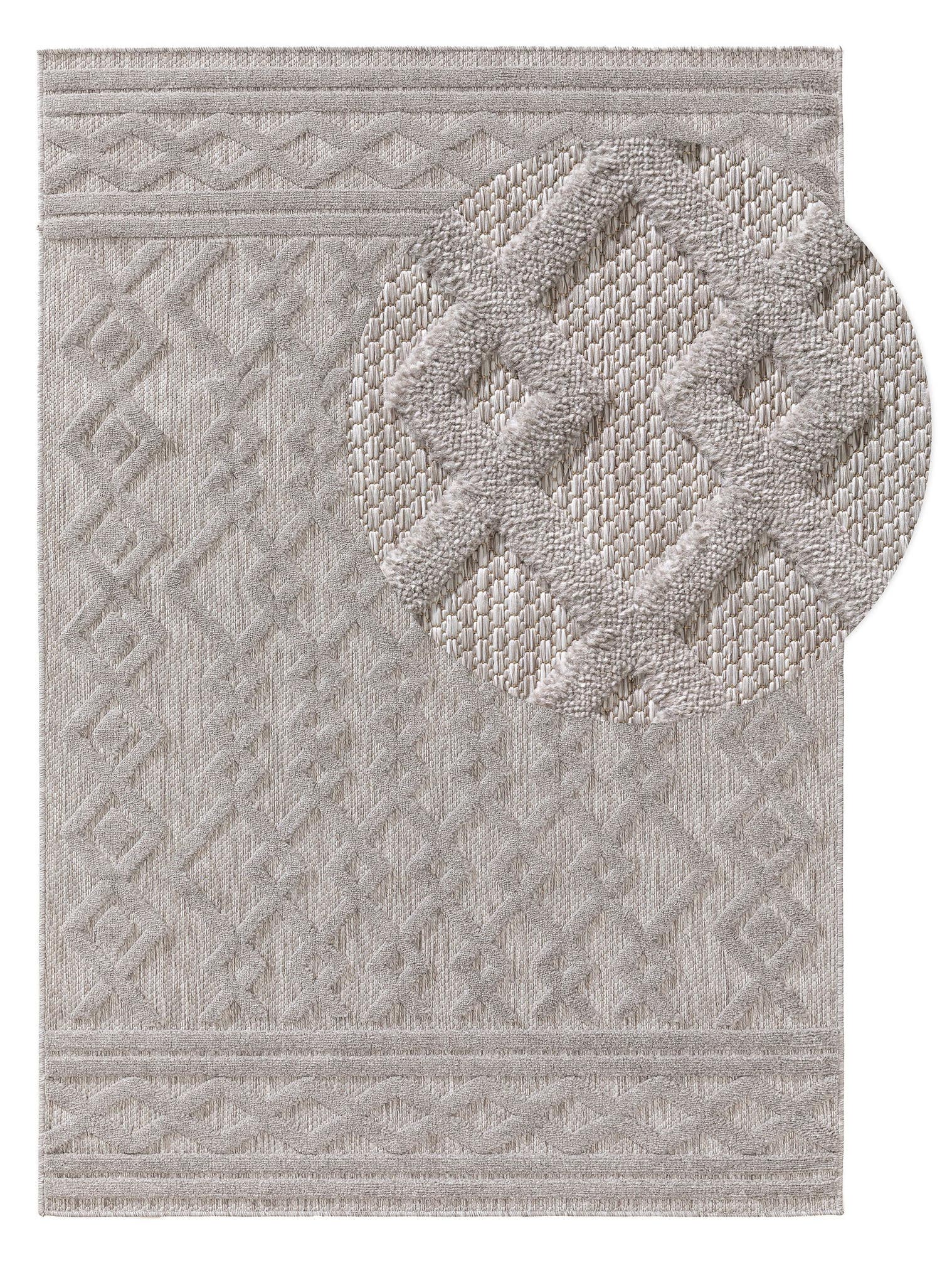 Tapis en 100% Polypropylène en Gris avec une pile de 1- 5 mm de hauteur de benuta Nest