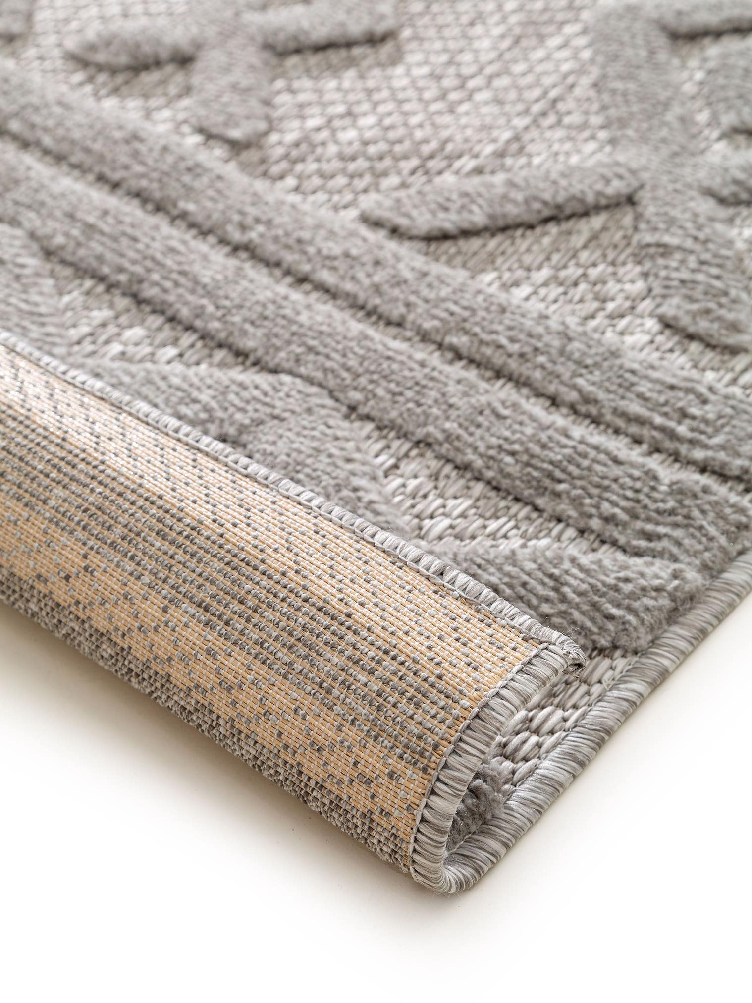 Tapis en 100% Polypropylène en Gris avec une pile de 1- 5 mm de hauteur de benuta Nest