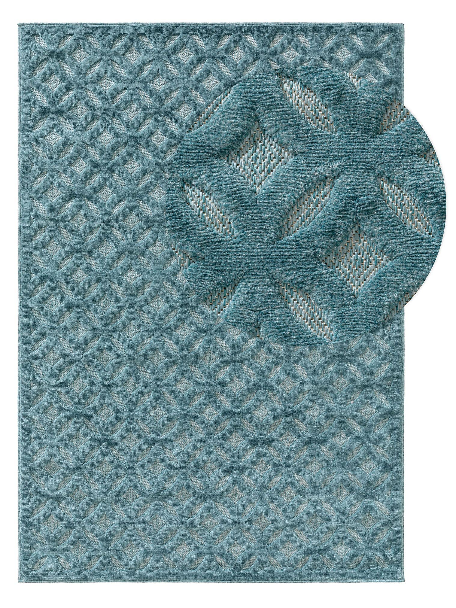Rug made of 100% Polypropylene in Turquoise with a 1- 5 mm high pile by benuta Nest