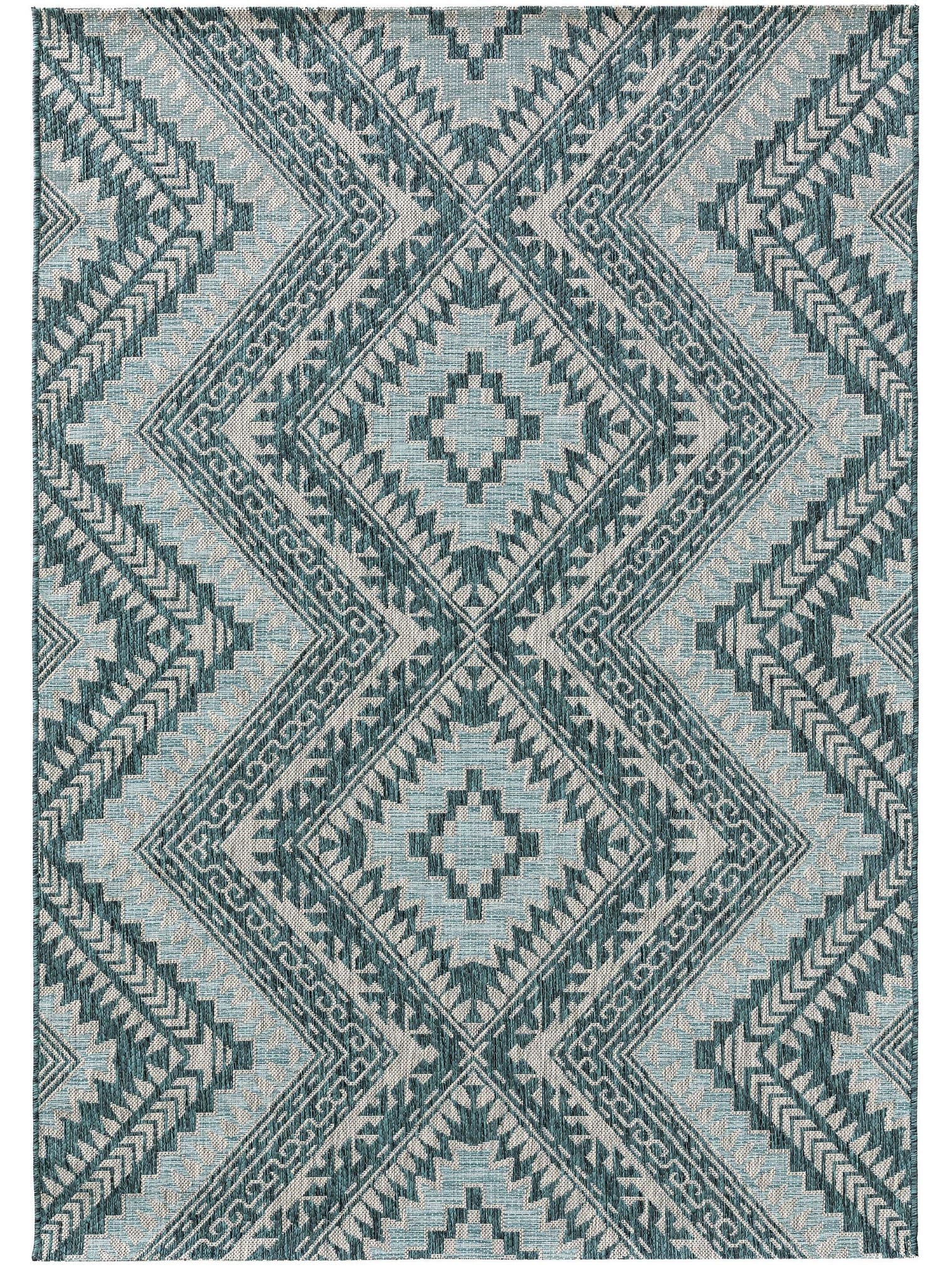 Rug made of 100% Polypropylene in Blue with a 1- 5 mm high pile by benuta Nest