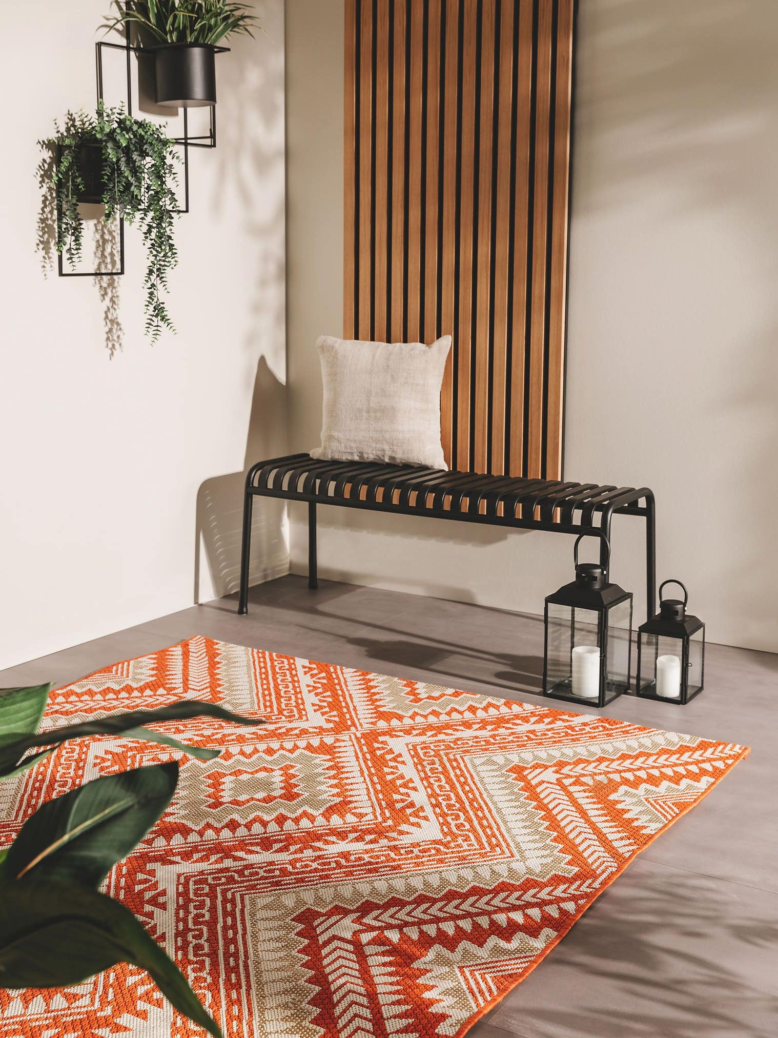 Rug made of 100% Polypropylene in Orange with a 1- 5 mm high pile by benuta Nest