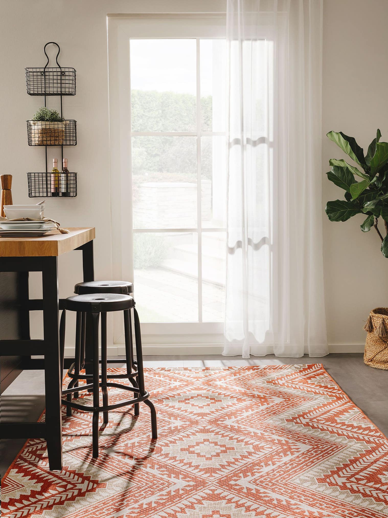 Rug made of 100% Polypropylene in Orange with a 1- 5 mm high pile by benuta Nest