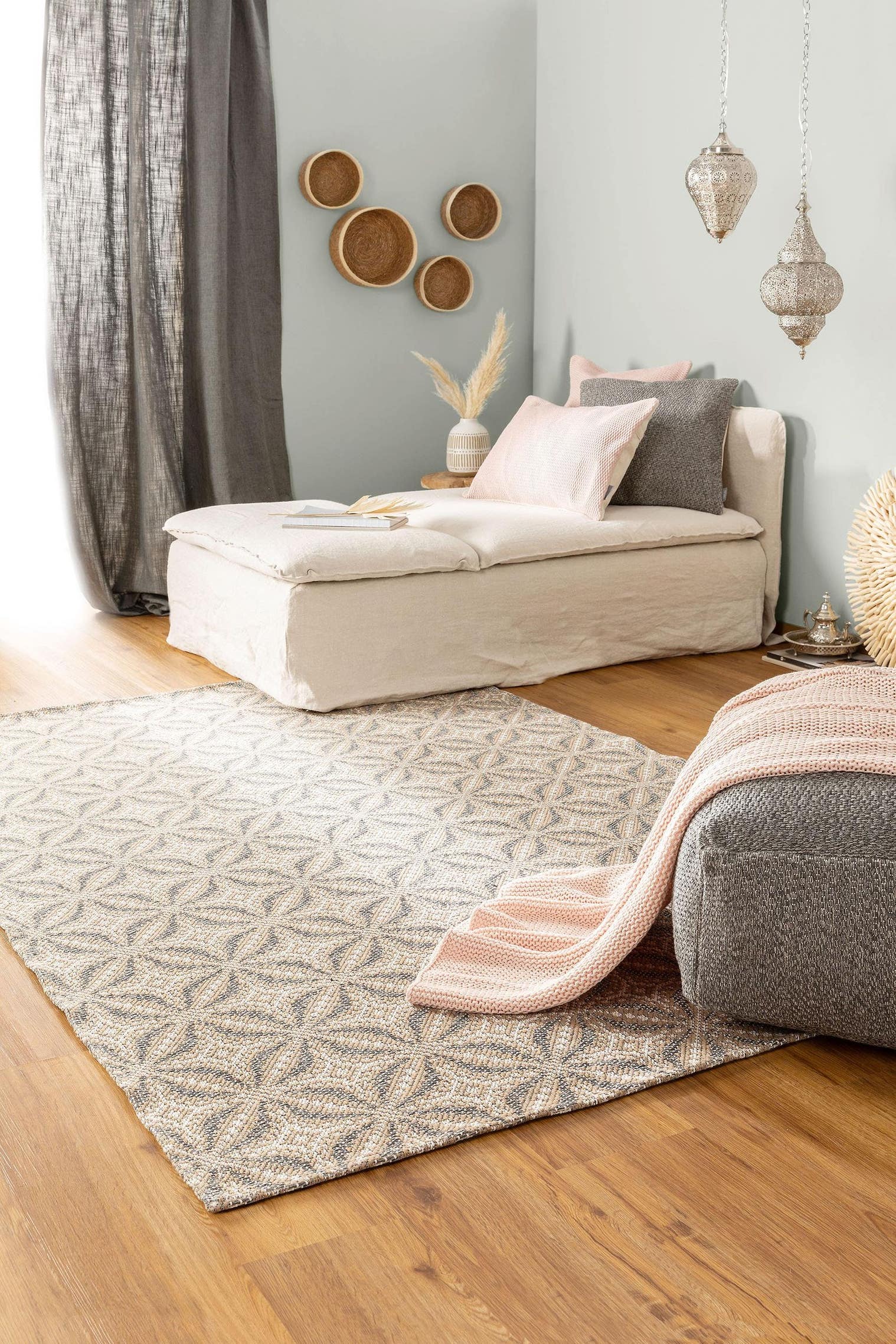 Teppich aus 100% Baumwolle in Beige mit bis 5 mm hohem Flor von benuta Nest