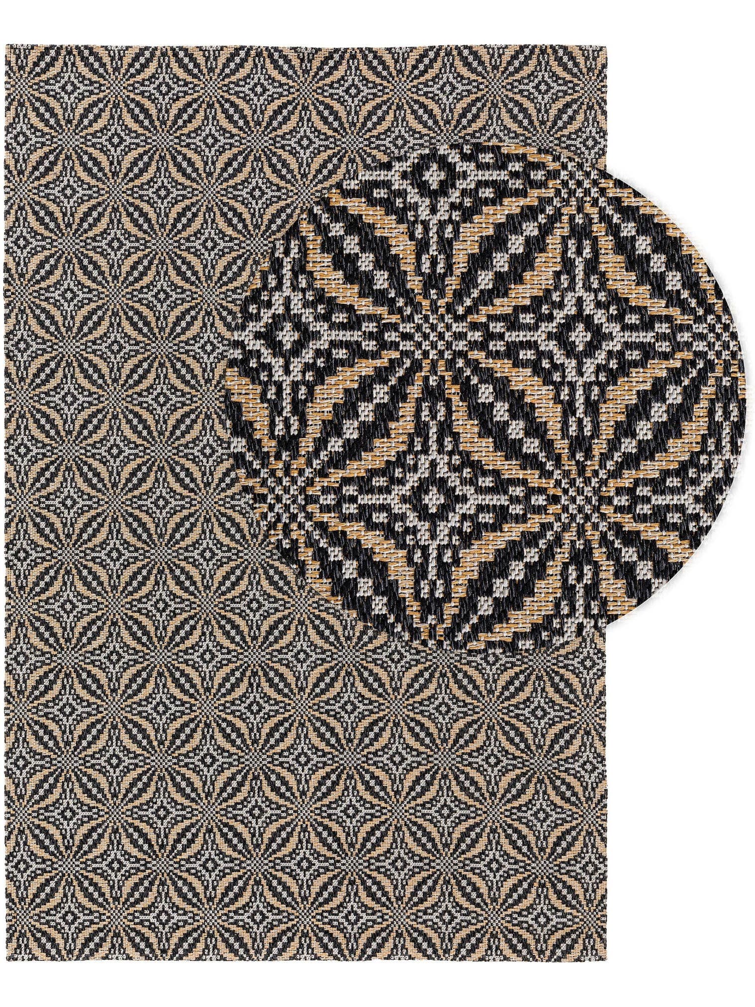 Teppich aus 100% Baumwolle in Schwarz mit bis 5 mm hohem Flor von benuta Nest