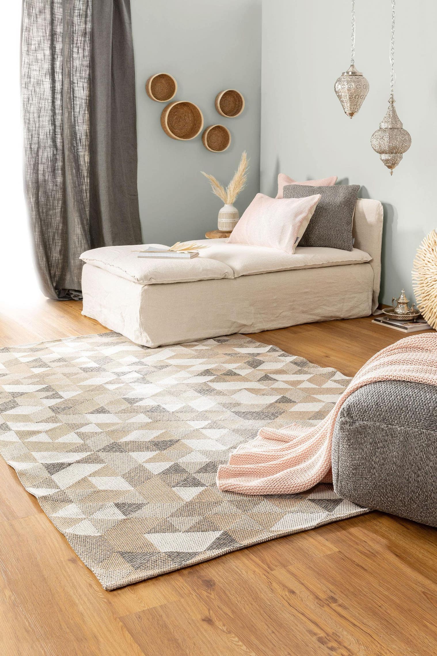 Tappeto di 100% Cotone in Beige con pelo alto 1- 5 mm da benuta