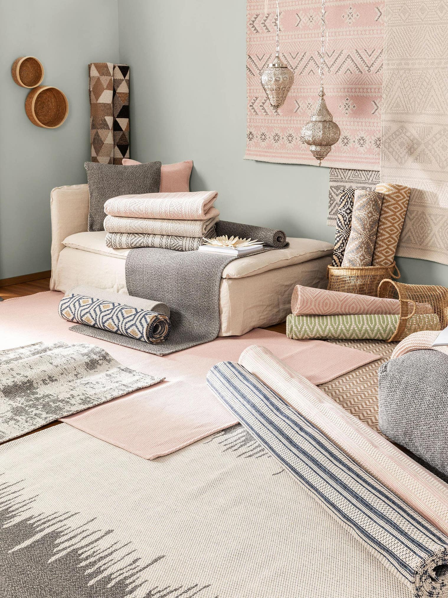 Tappeto di 100% Cotone in Beige con pelo alto 1- 5 mm da benuta