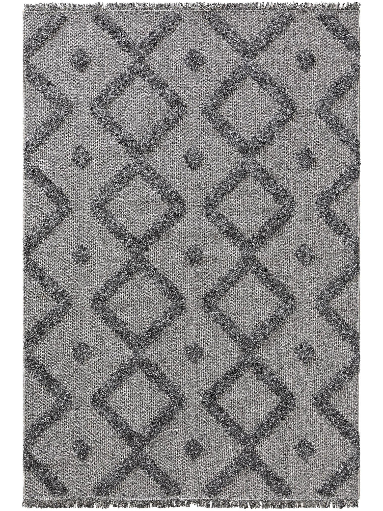 Teppich aus 100% Baumwolle in Grau mit 11 bis 20 mm hohem Flor von benuta Pop