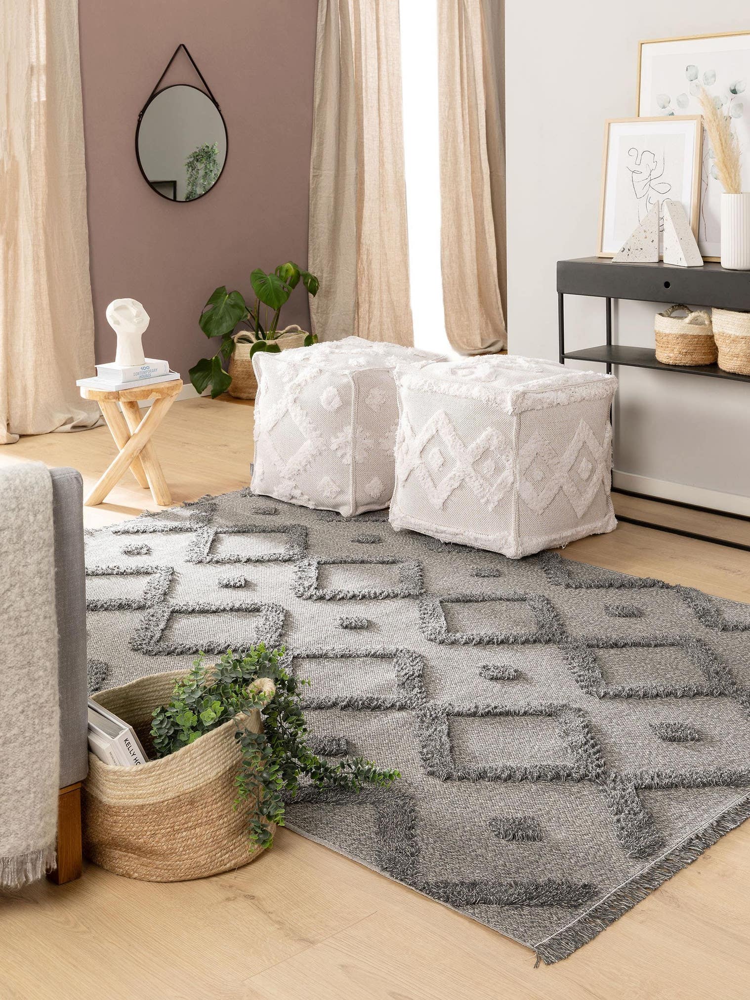 Teppich aus 100% Baumwolle in Grau mit 11 bis 20 mm hohem Flor von benuta Pop