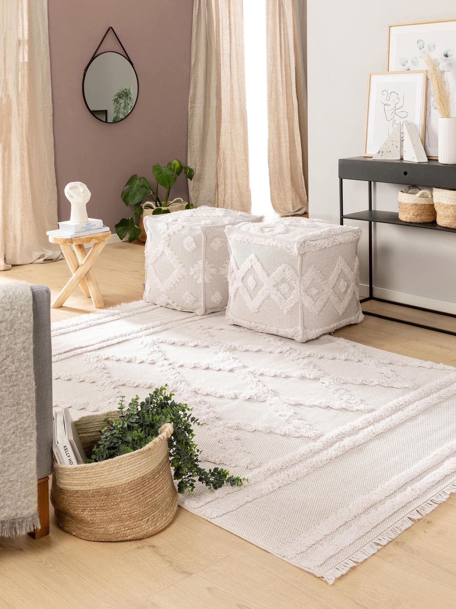 Tappeto di 100% Cotone in Beige con pelo alto 11 - 20 mm da benuta Pop