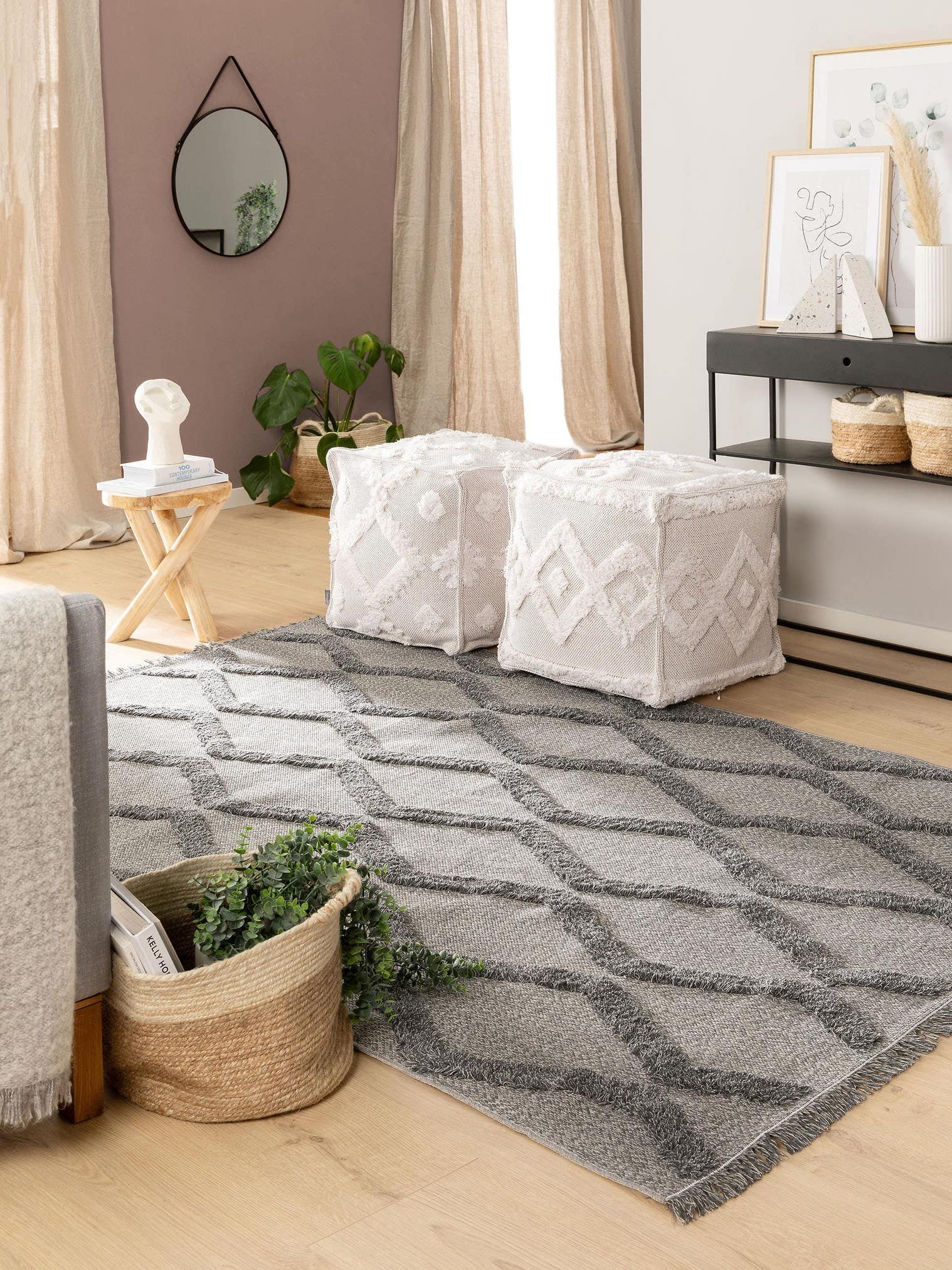 Rug made of 100% Cotton in Grey with a 11 - 20 mm high pile by benuta Pop