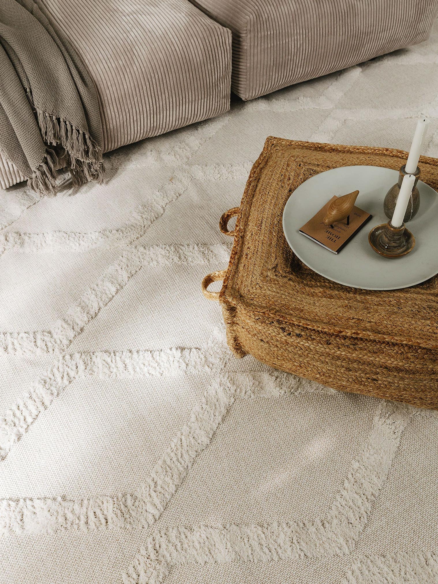 Rug made of 100% Cotton in Beige with a 11 - 20 mm high pile by benuta Pop