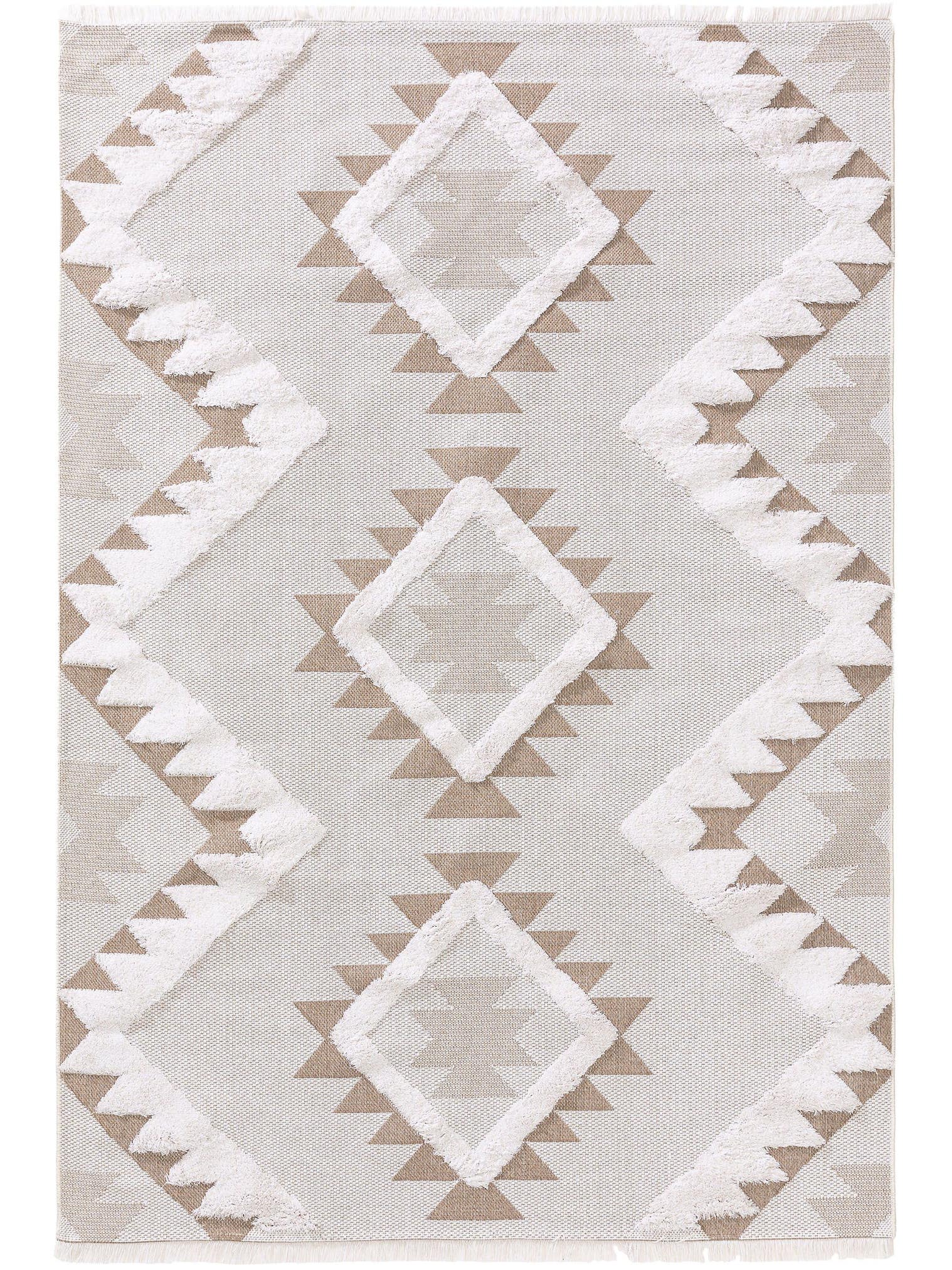Tapijt van 100% Katoen in Beige met een 11 - 20 mm hoge pool van benuta Pop
