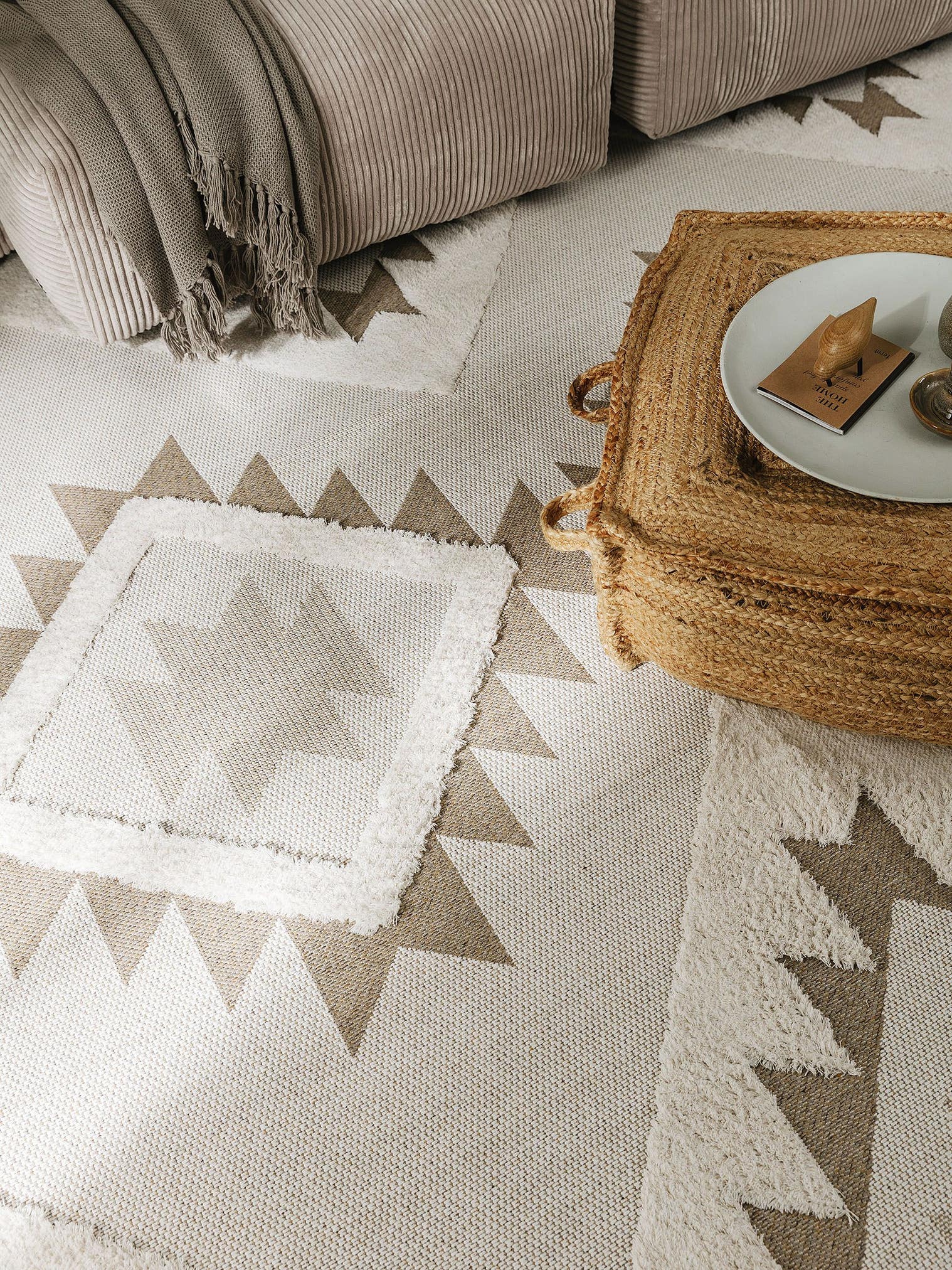 Tapijt van 100% Katoen in Beige met een 11 - 20 mm hoge pool van benuta Pop