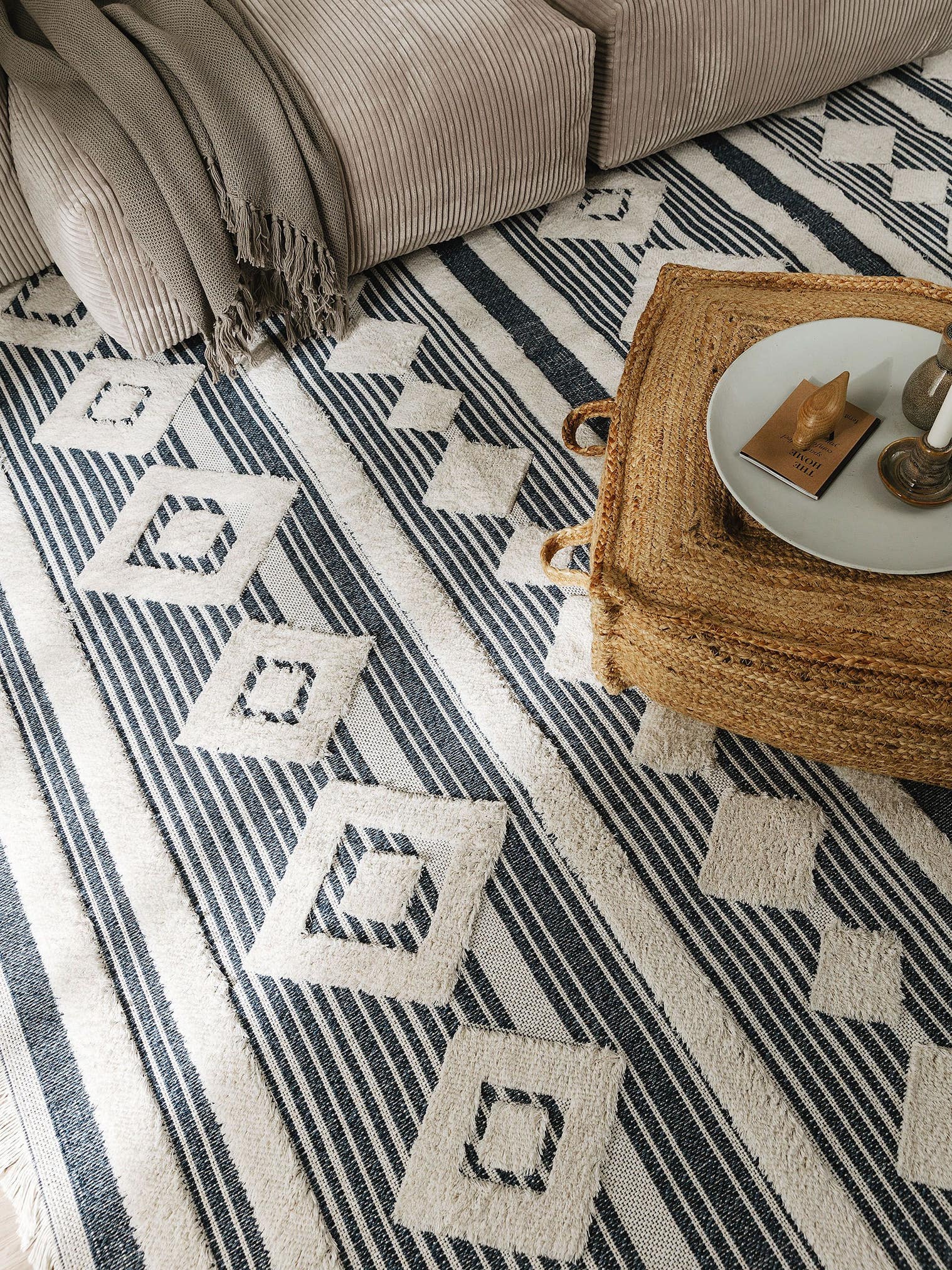 Tappeto di 100% Cotone in Azzurro con pelo alto 11 - 20 mm da benuta Pop