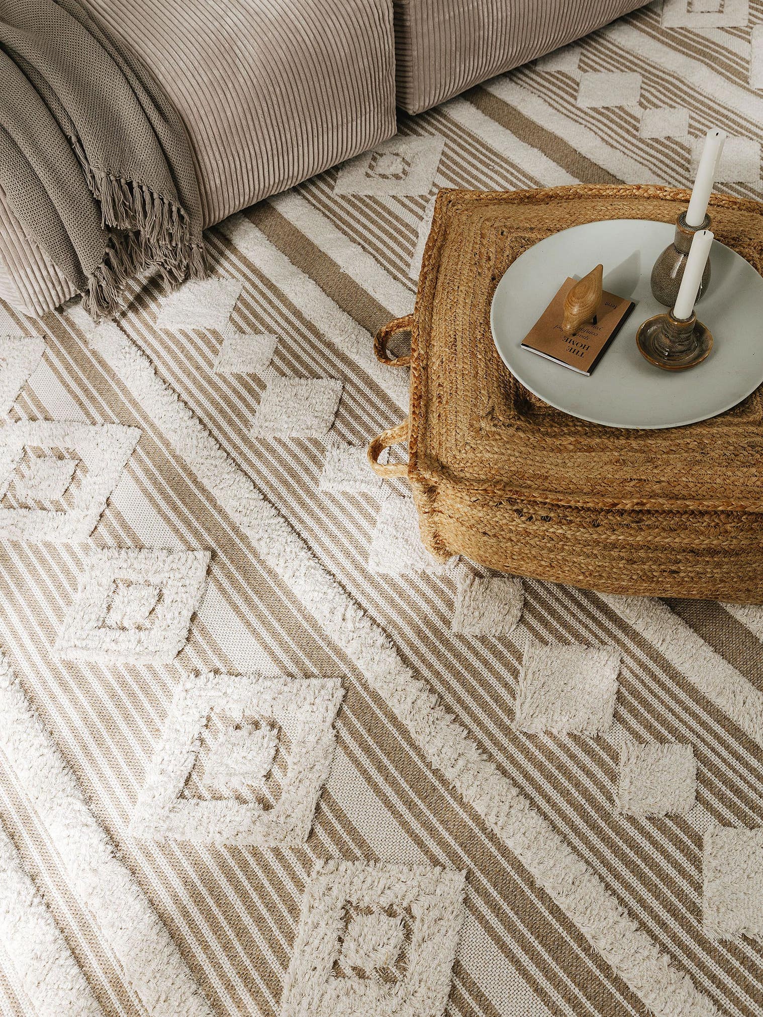 Tappeto di 100% Cotone in Taupe con pelo alto 11 - 20 mm da benuta Pop